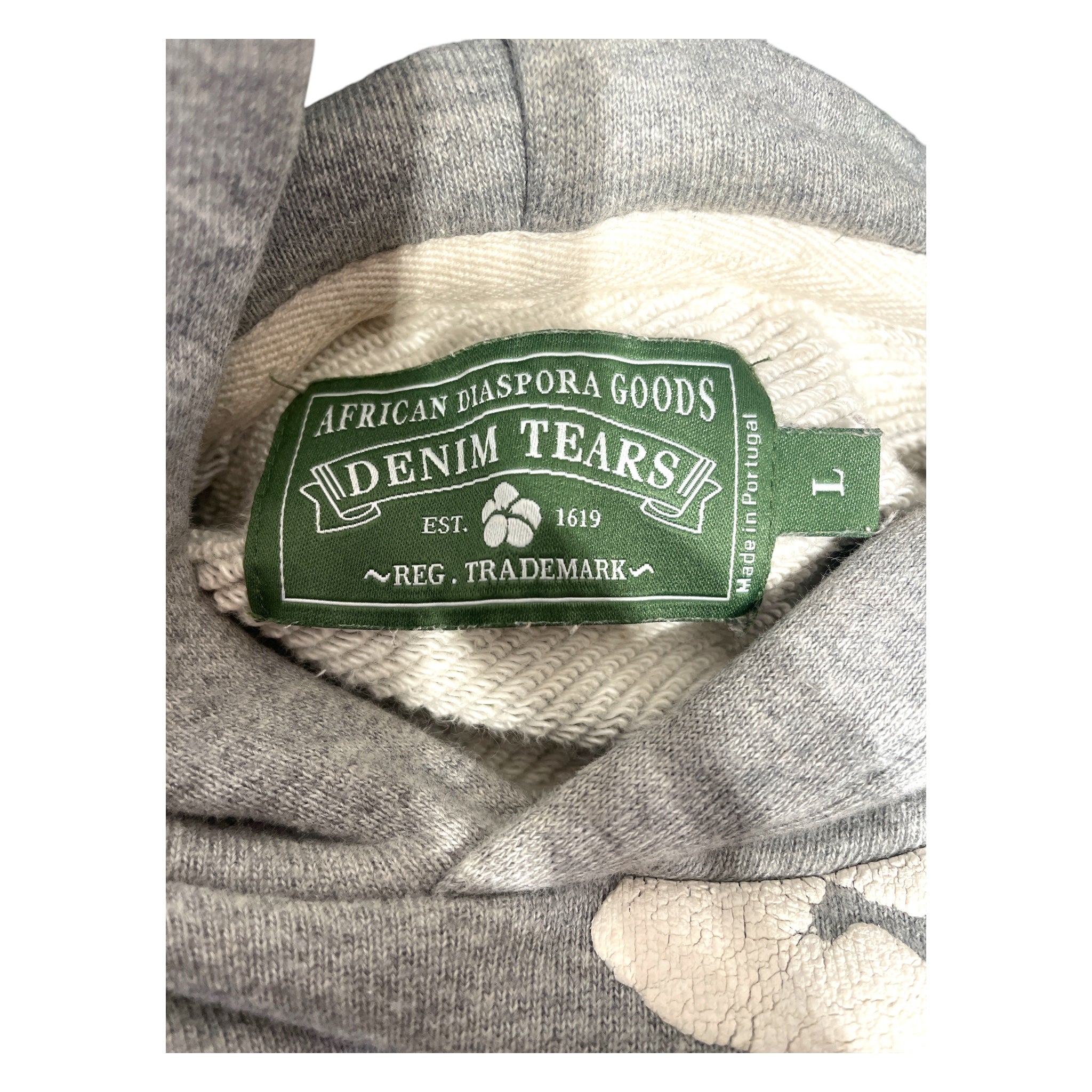 DENIM TEARS/Hoodie/L/All Over Print/Cotton/GRY/Cotton Wreath view 3