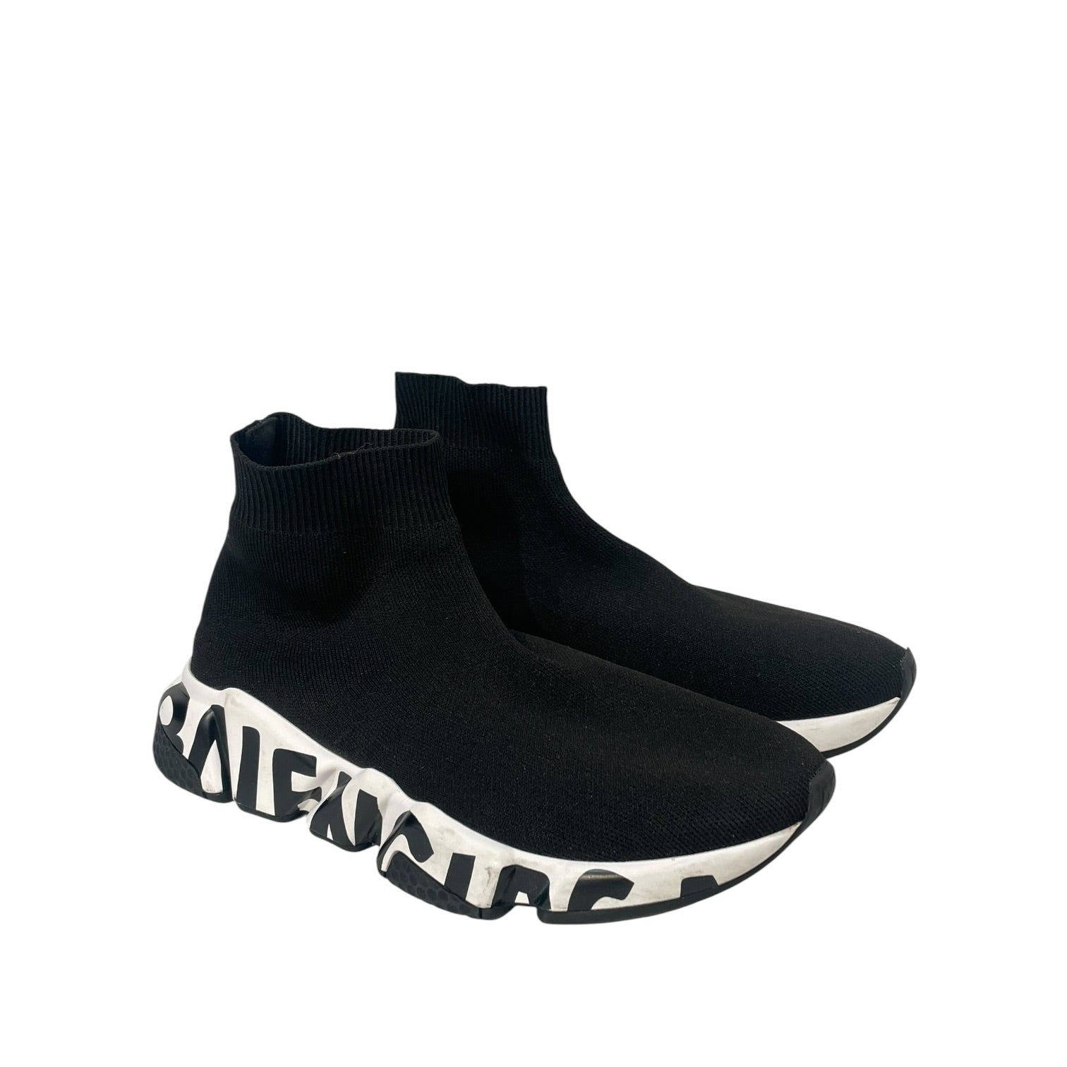 BALENCIAGA/Hi-Sneakers/US 7/Cotton/BLK/Speed Trainer Graffiti view 1