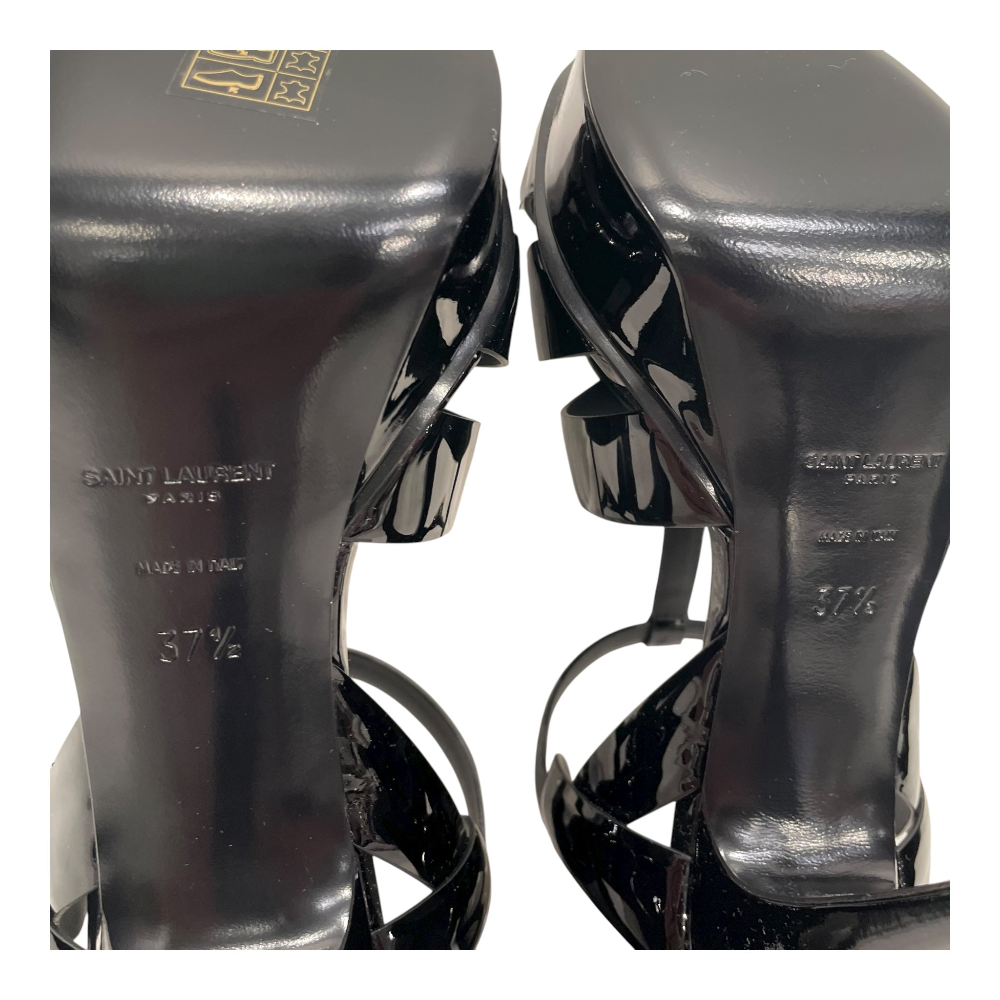 SAINT LAURENT/Heels/EU 37.5/Leather/BLK/PATENT GLADIATOR PLATFORM view 7