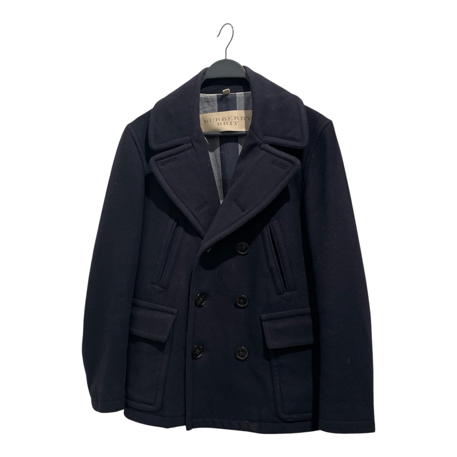 BURBERRY BRIT/Jacket/S/Wool/NVY/Navy peacoat view 1