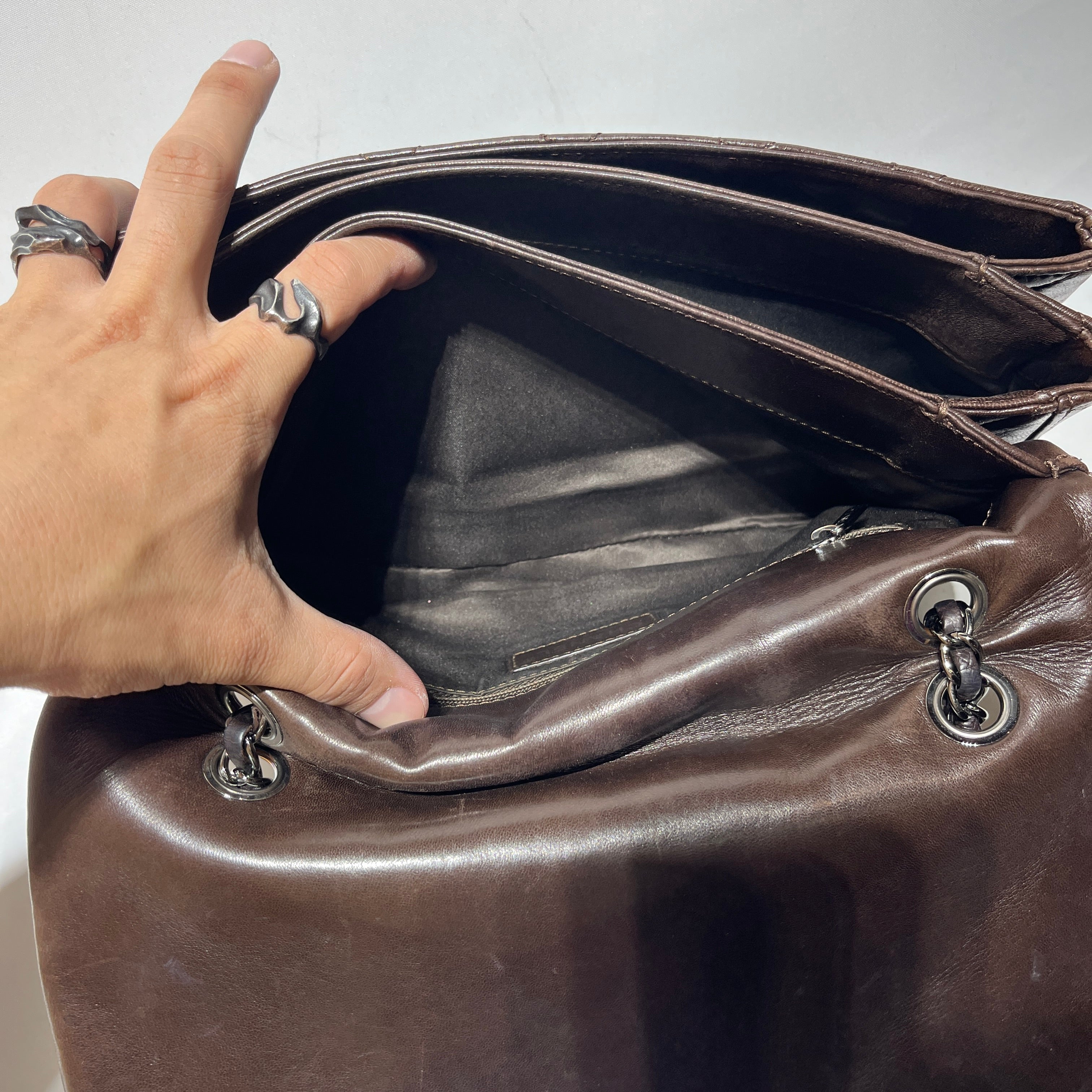 CHANEL/Hand Bag/Leather/BRW/Maxi 3 Accordian Flap view 13