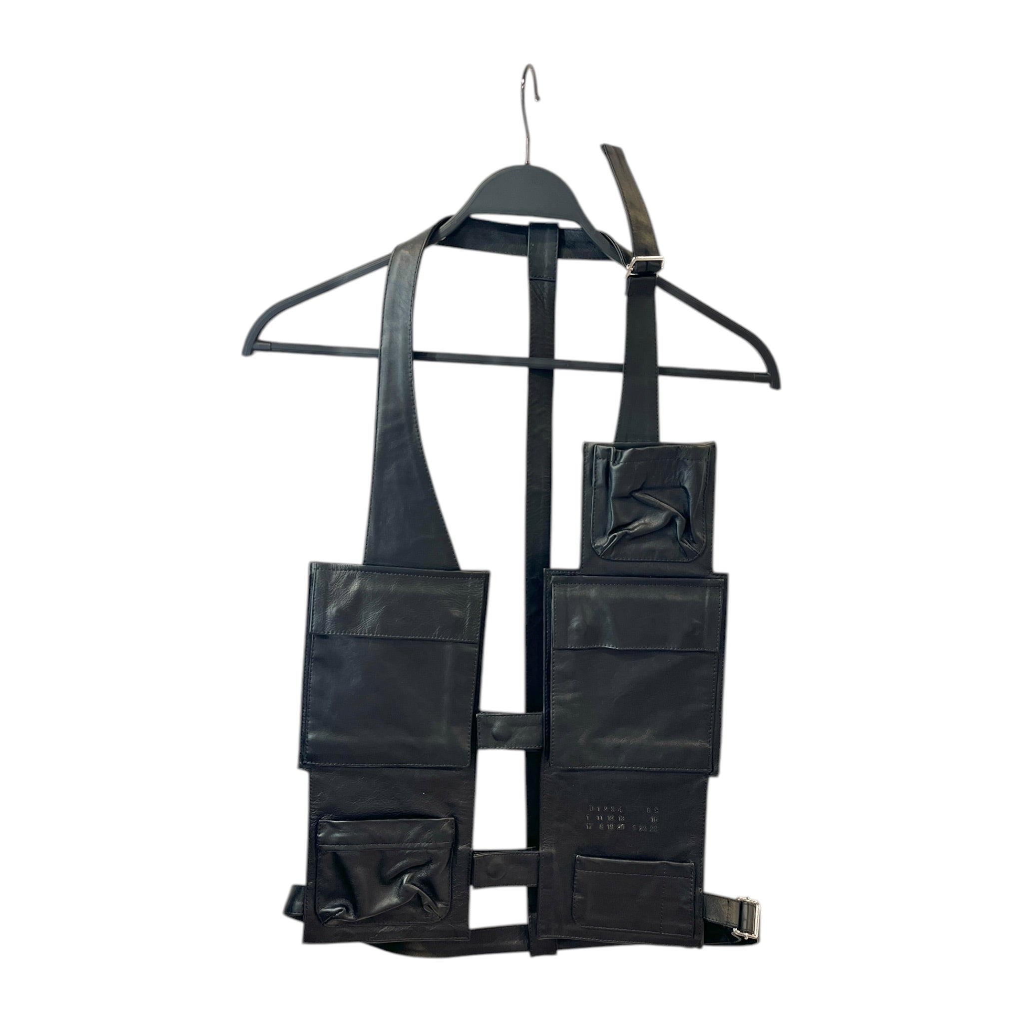 MM6/Vest/Leather/BLK/Utility/HARNESS STYLE W/ POCKETS view 1