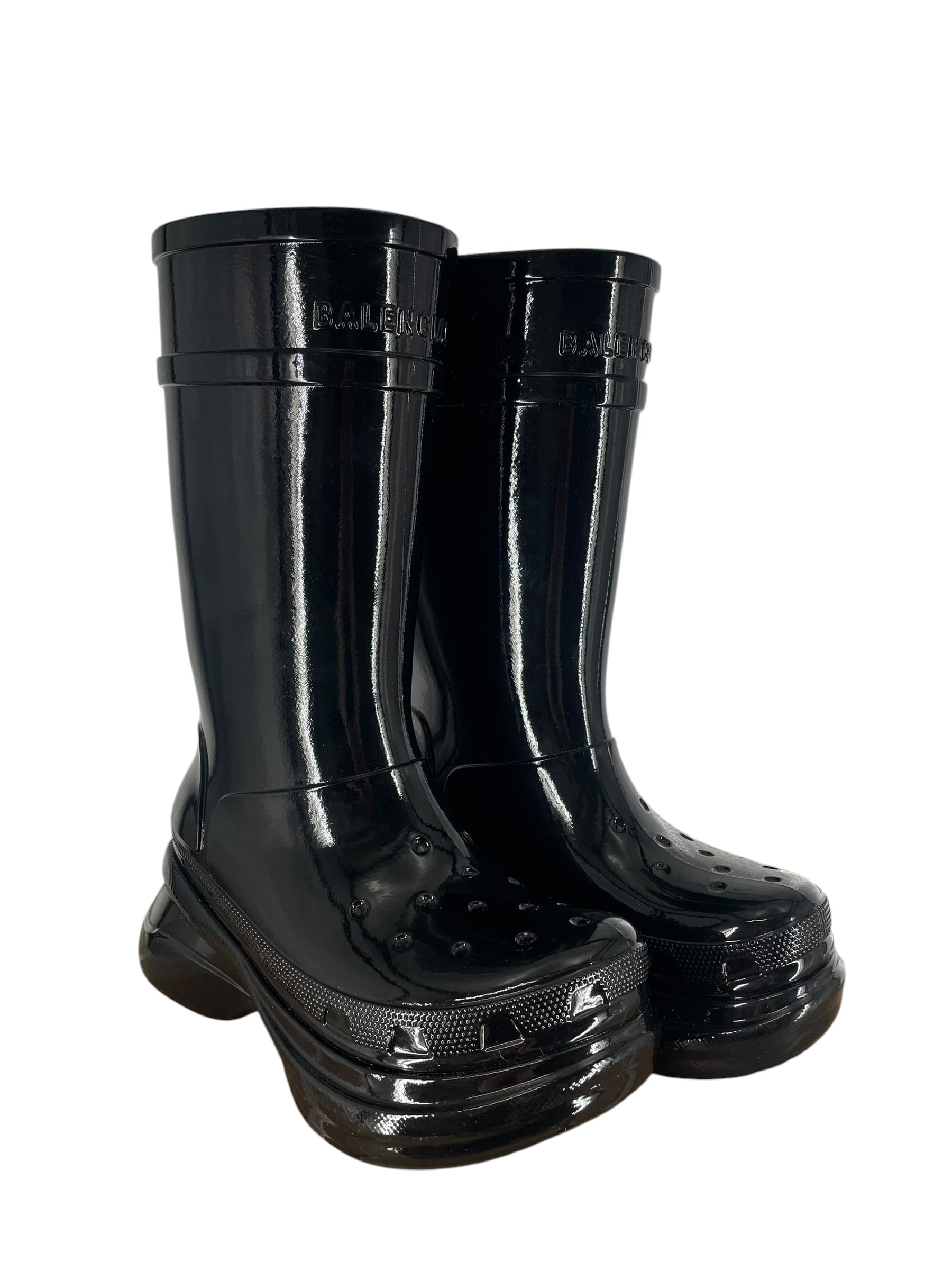 BALENCIAGA/crocs/Rain Boots/EU 38/BLK/BLK RUBBER RAIN BOOTS SZ38 view 1