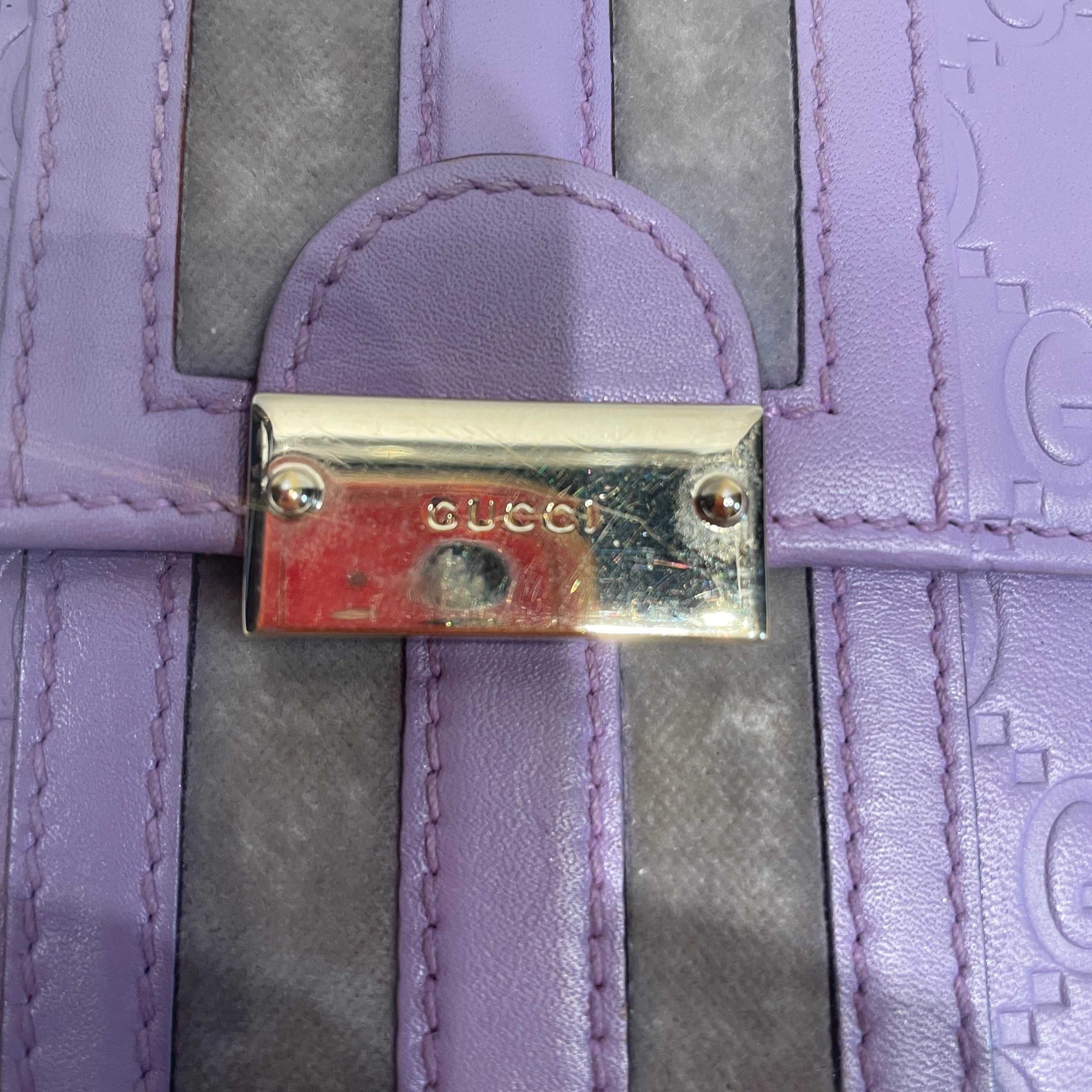 GUCCI/Trifold Wallet/Monogram/Leather/PPL/L's/purp gry view 5