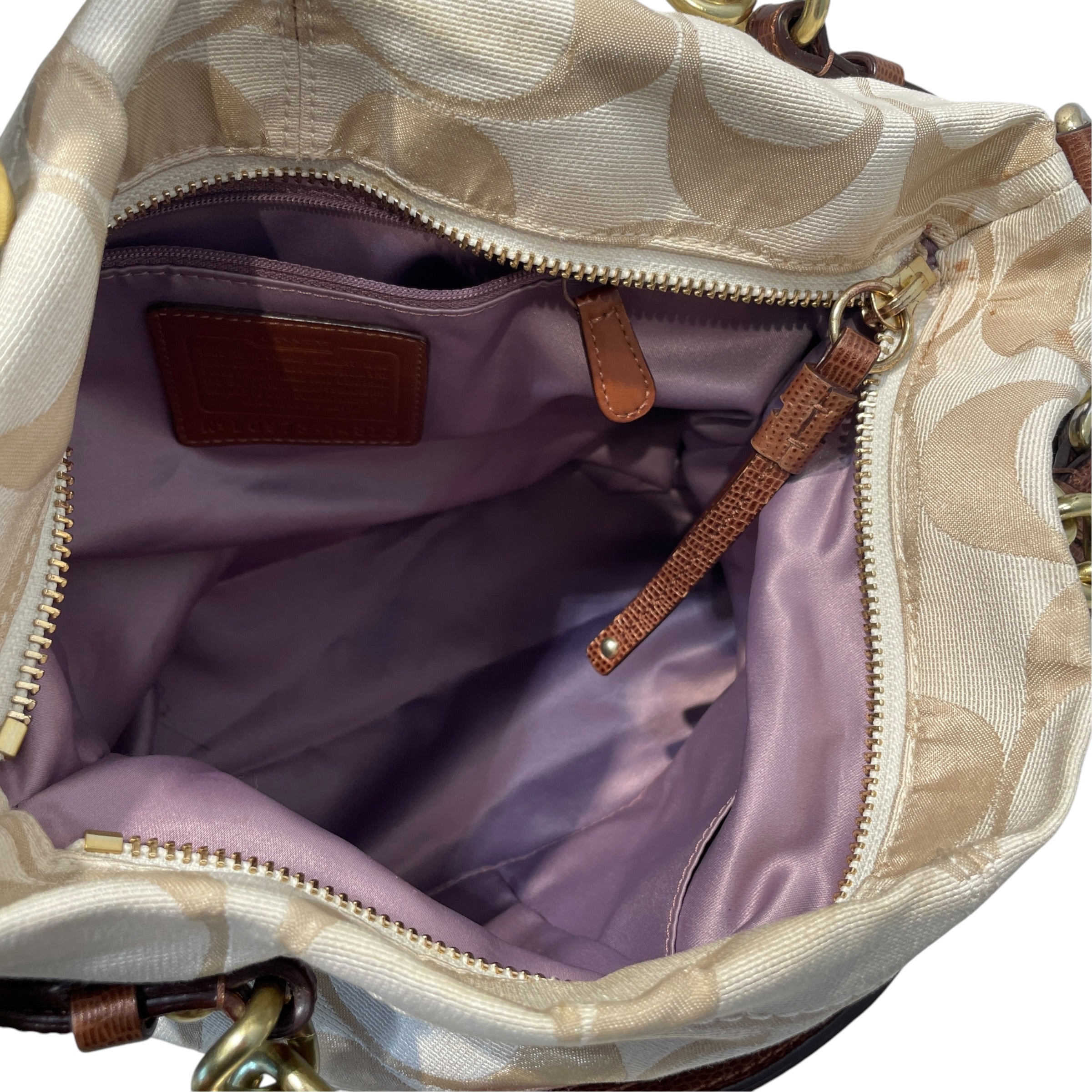 COACH/Hand Bag/Monogram/Cotton/WHT/Monogram Hobo Cab view 9