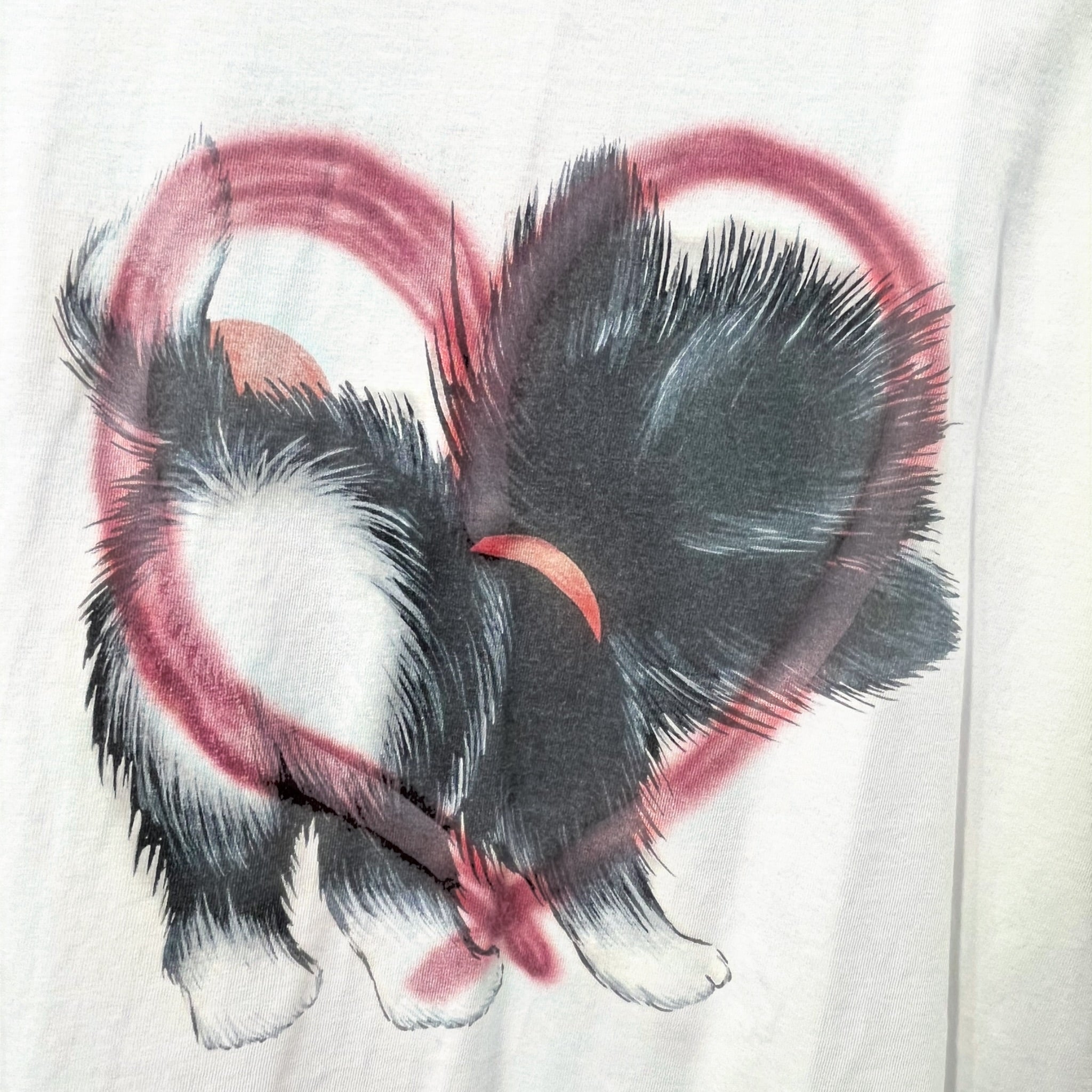 MIU MIU/T-Shirt/XS/Graphic/Cotton/WHT/red logo cat graphic frontback view 3