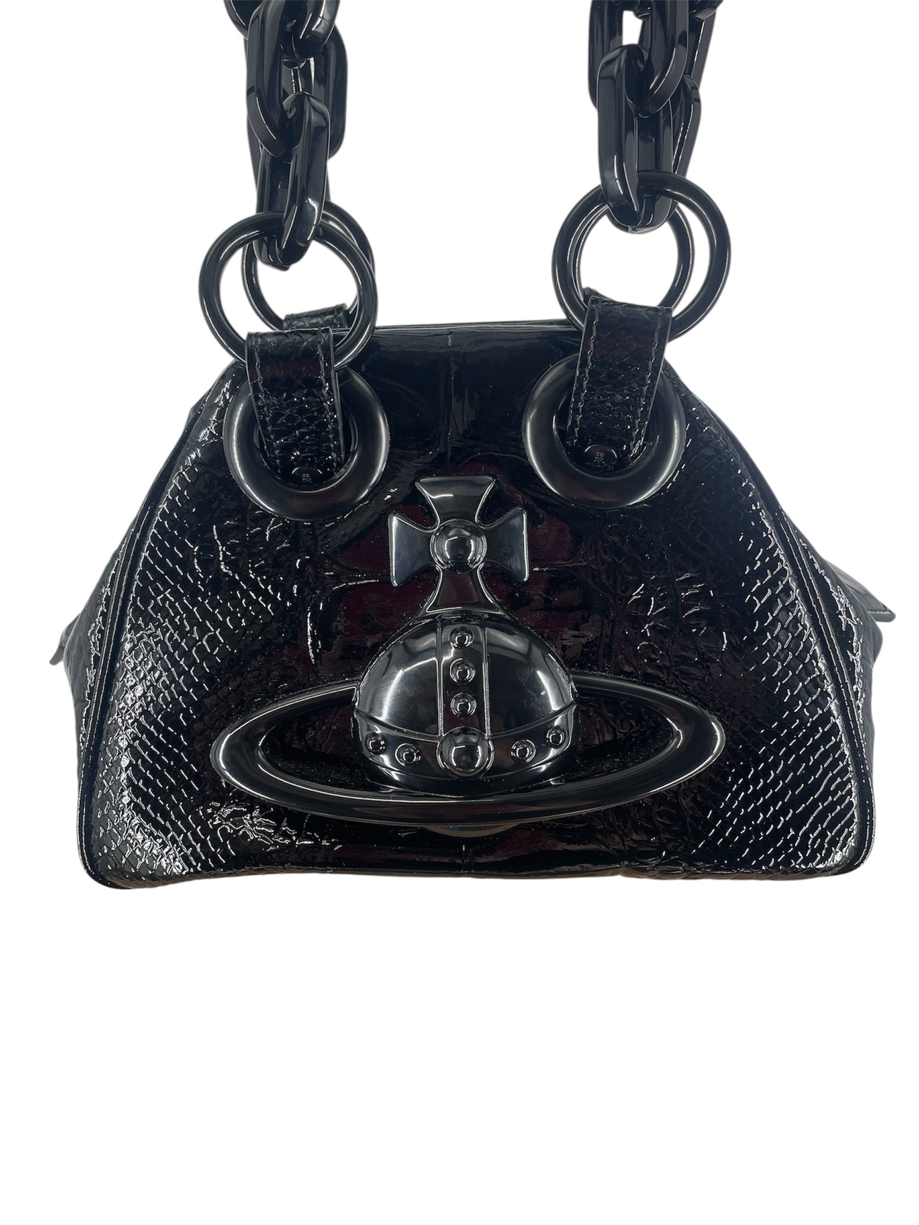 Vivienne Westwood/Hand Bag/Animal Pattern/Leather/BLK/CROCSKIN ARCHIVE CHAIN BAG view 4