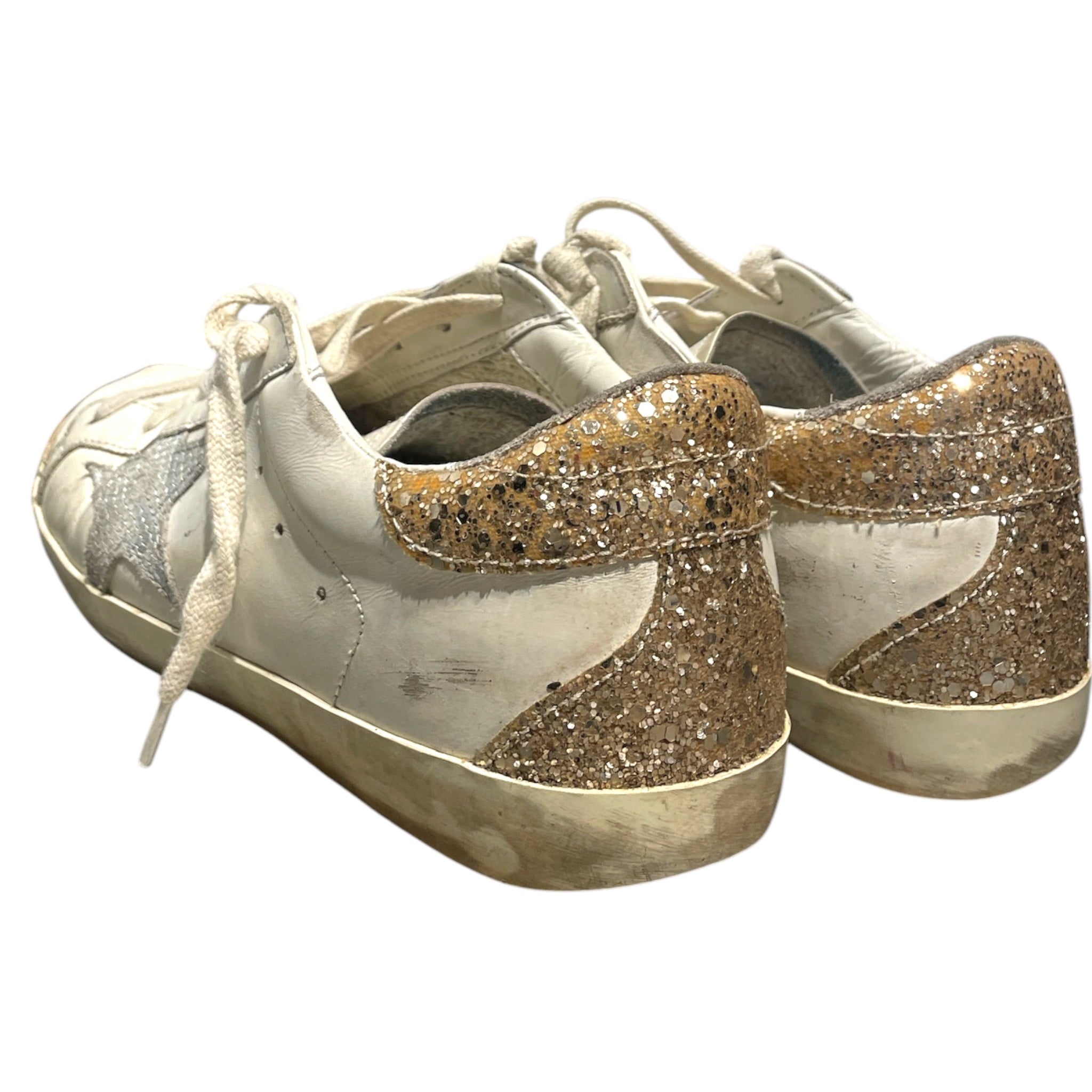 GOLDEN GOOSE/Low-Sneakers/EU 37/Leather/WHT/cml glitter view 2