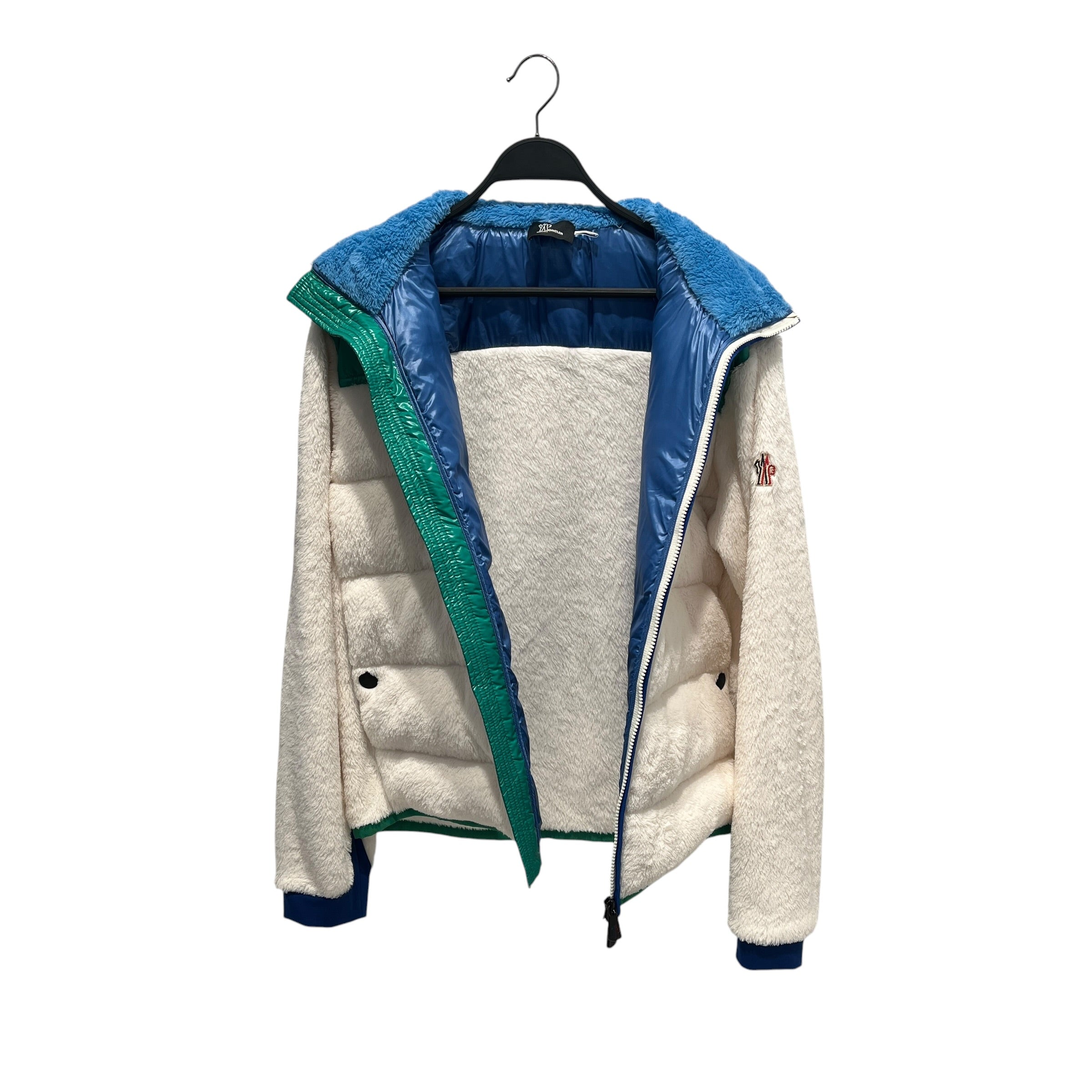 MONCLER/Fleece Jkt/L/WHT/grenoble full zip green panel view 8