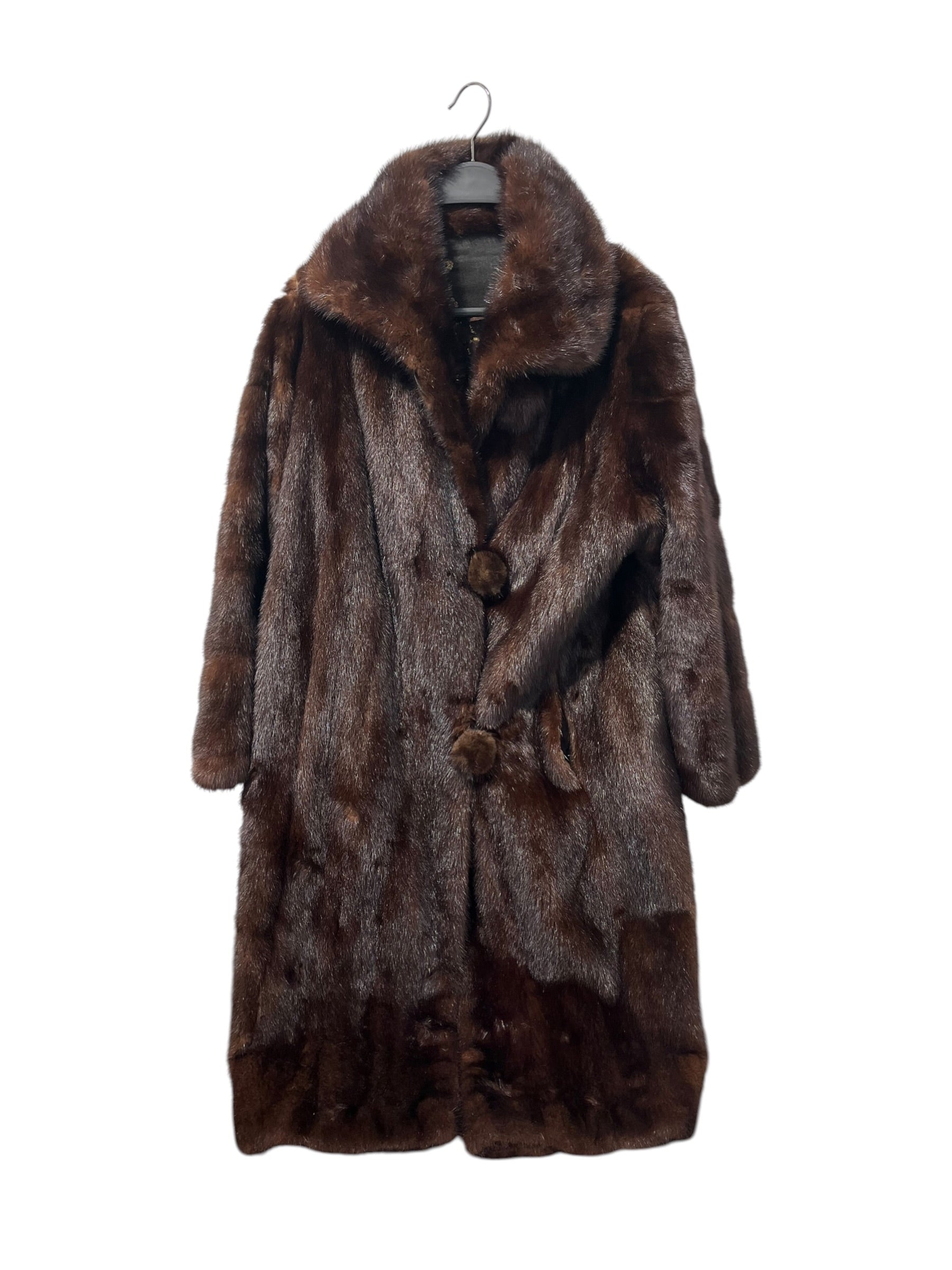 Vintage/Coat/M/Fur/BRW/MINK FUR/ 2 LARGE BUTTONS view 1
