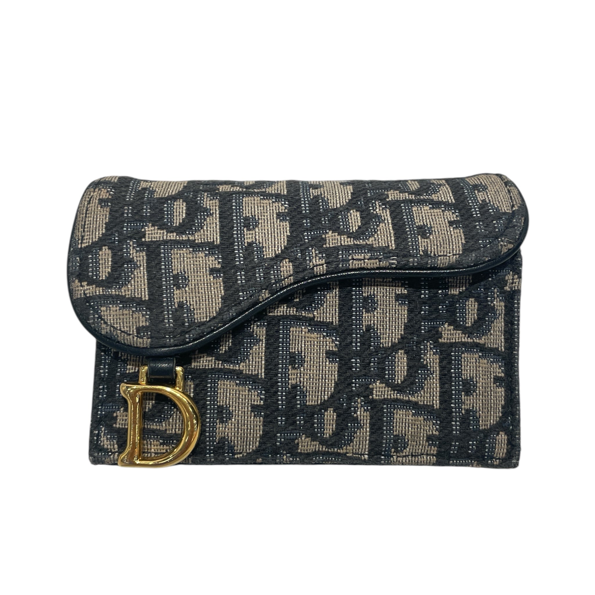 Christian Dior/Coin Wallet/Monogram/Cotton/BLU/L's/saddle bloom card holder view 1