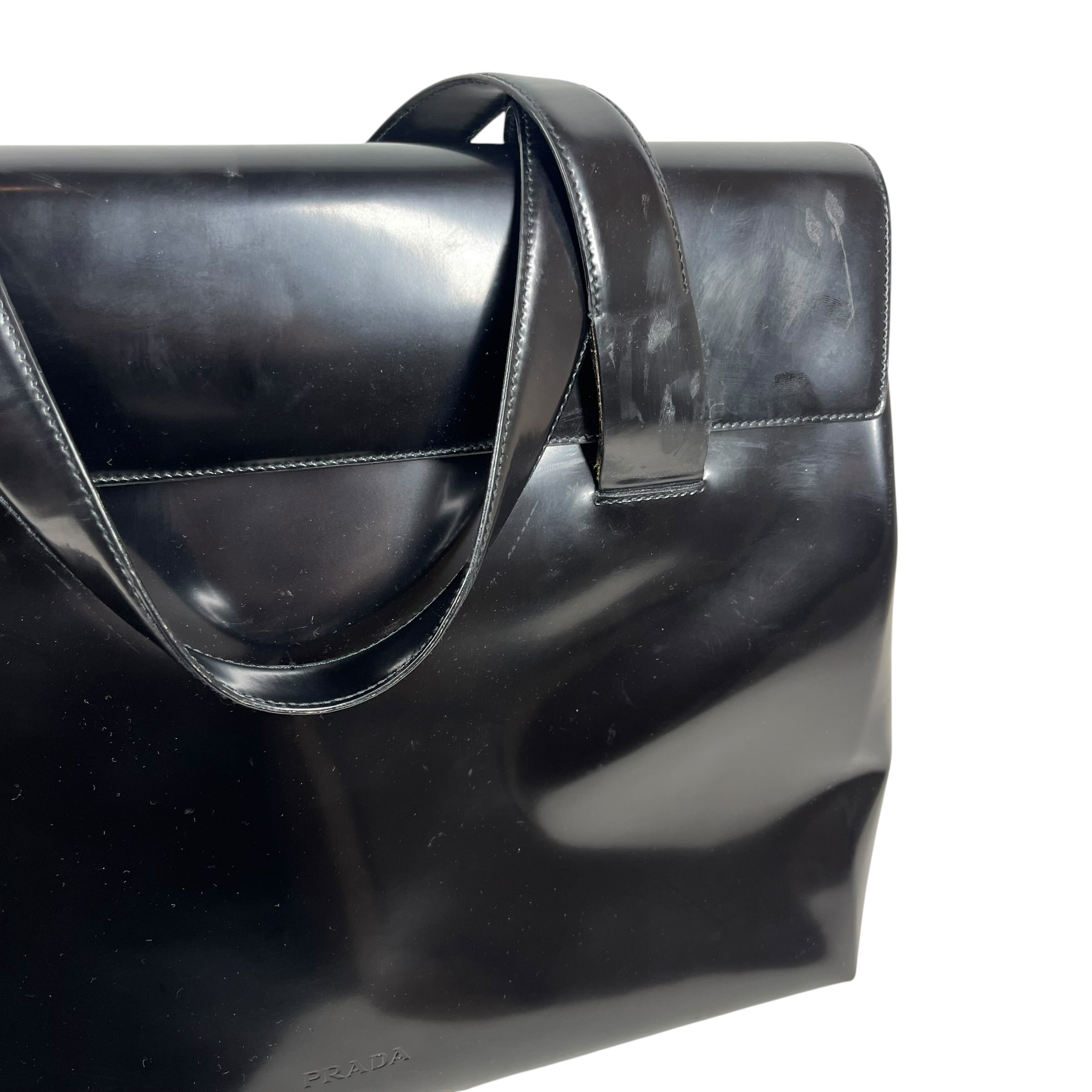 PRADA/Tote Bag/Leather/BLK/PATENT LEATHER TOTE view 6