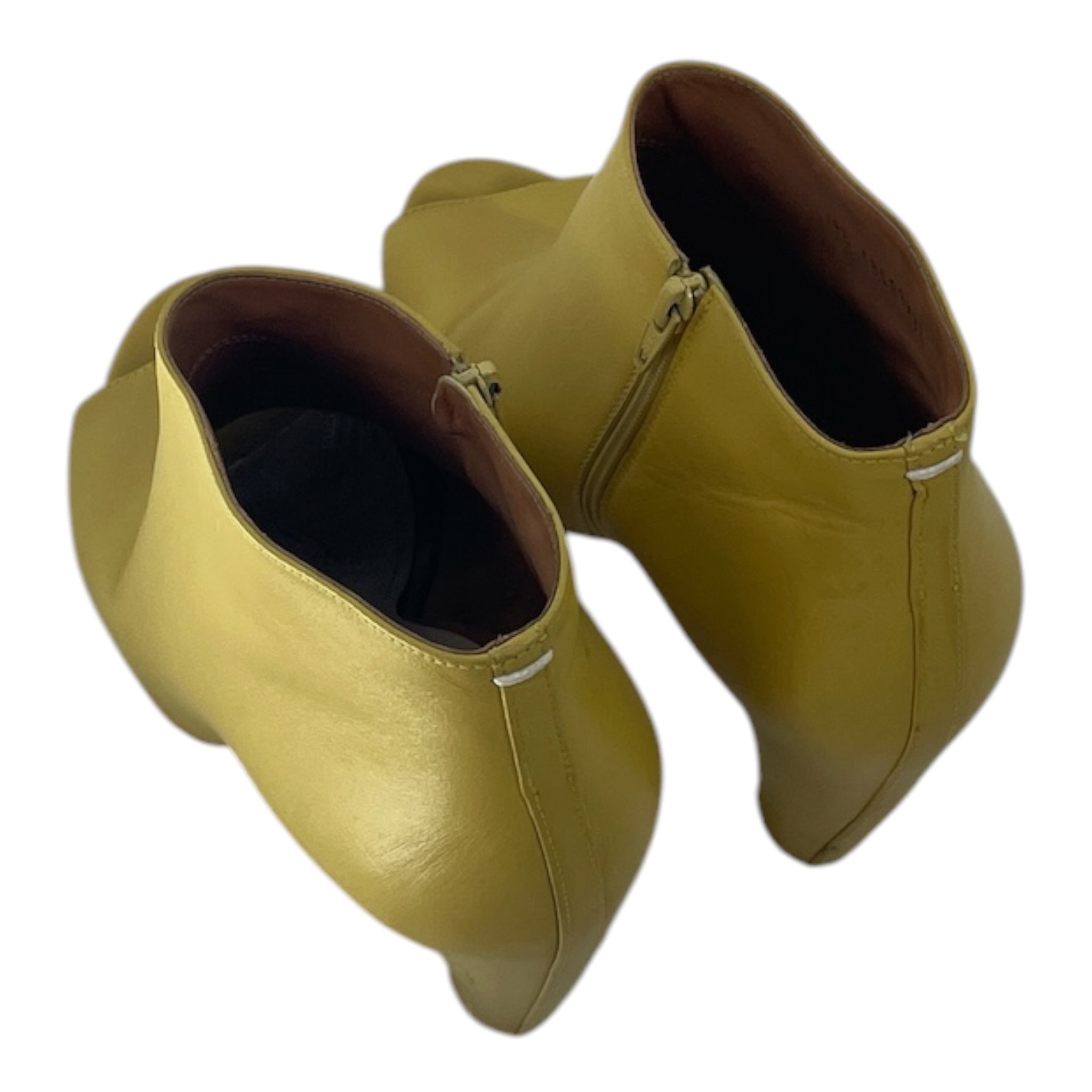 Maison Martin Margiela/Booties/EU 39.5/Leather/YEL/HEELED OPEN TOE BOOTIE BCK ZIP view 2