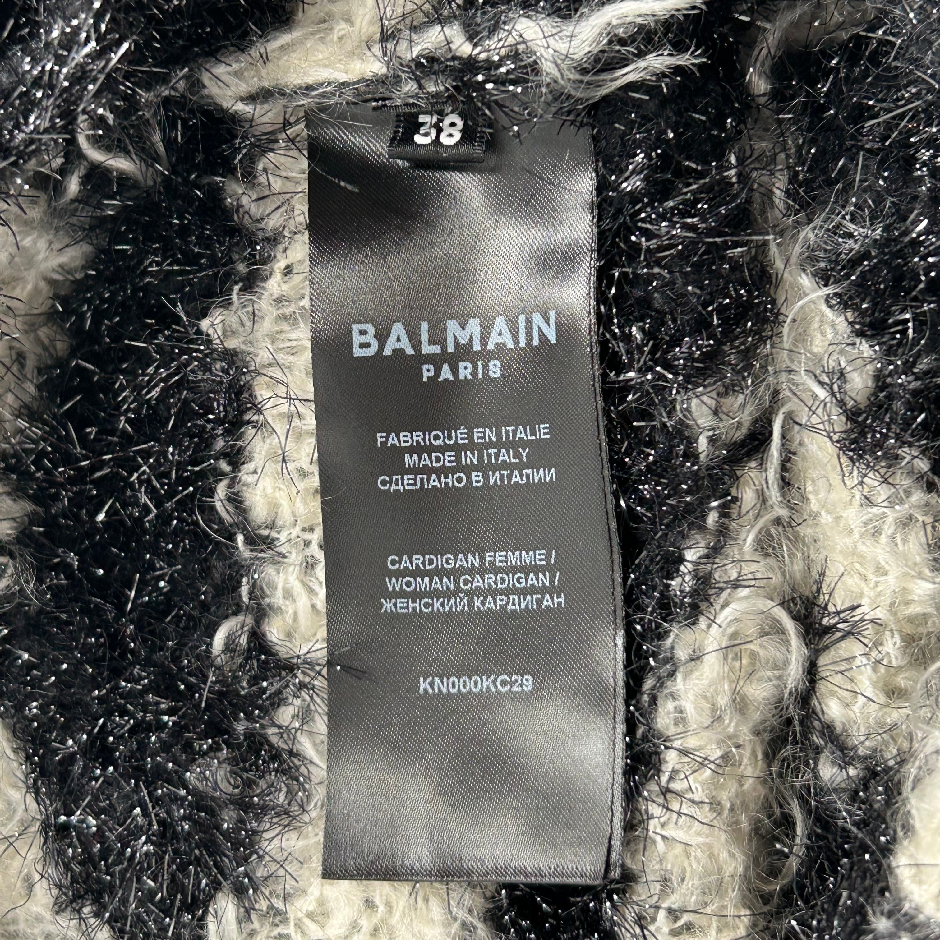 BALMAIN/Cardigan/38/Stripe/Wool/WHT/STRIPED B&W KN000KC29 view 4