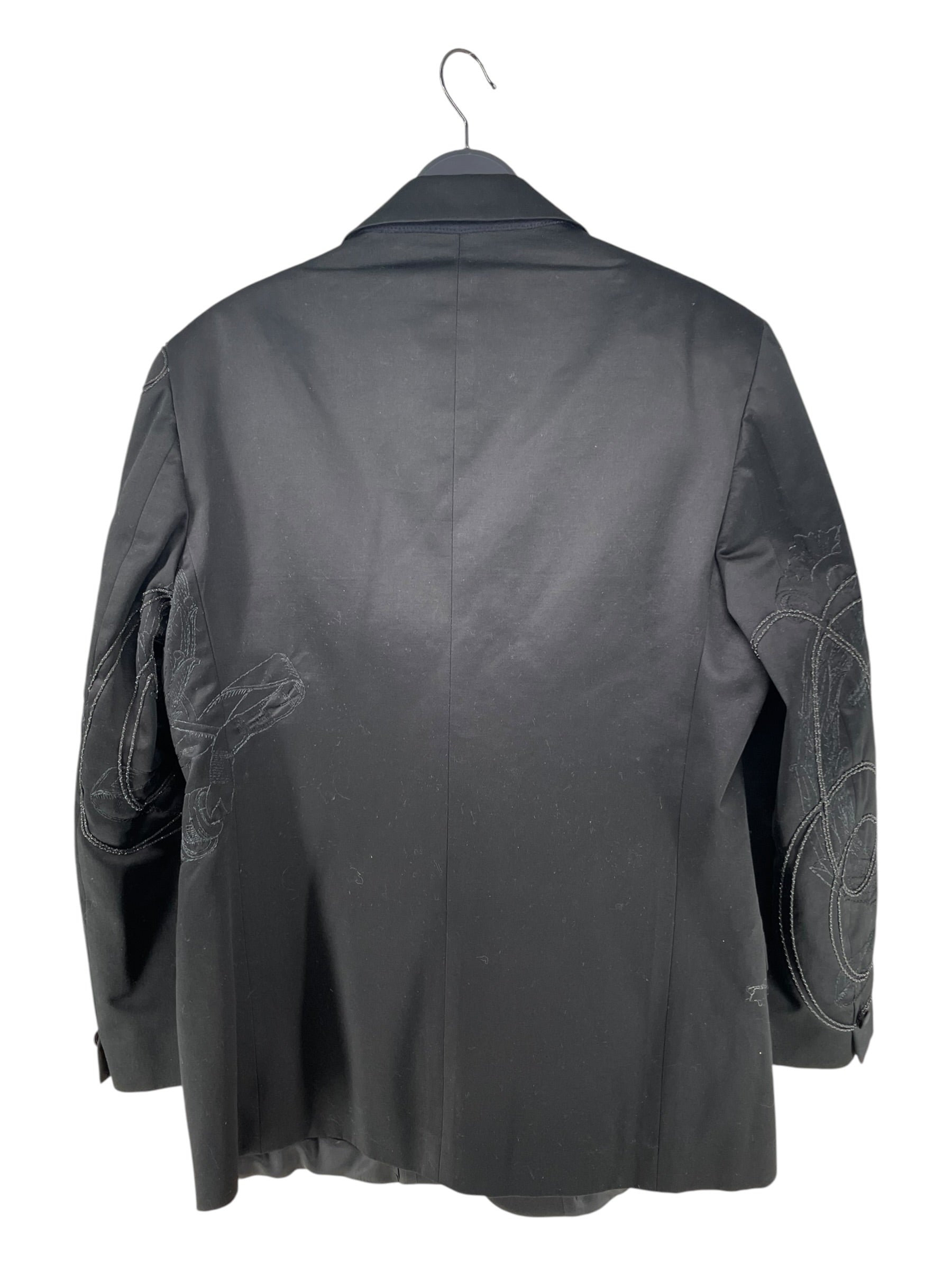 ETRO/Tailored Jkt/54/Cotton/BLK/All Over Print/EMBROIDER SLEEVES 2-BUTTON view 2