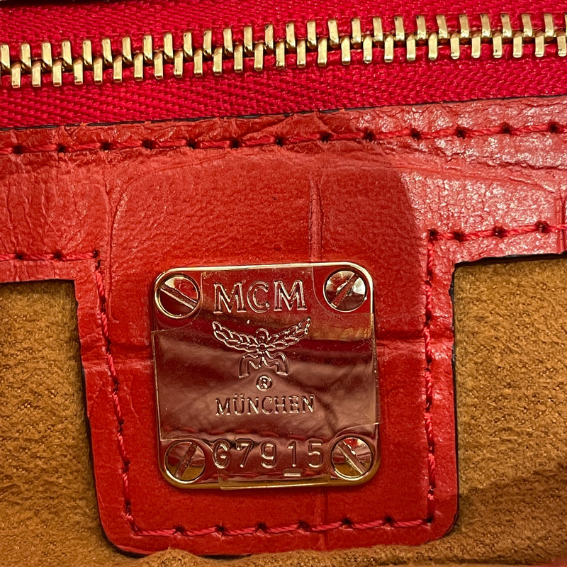 MCM/Hand Bag/OS/Leather/RED/Munchen Crocodile Hand Bag