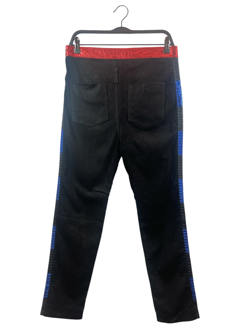 Haider Ackermann/Pants/S/Leather/MLT/BLACK BLUE CHECKERED