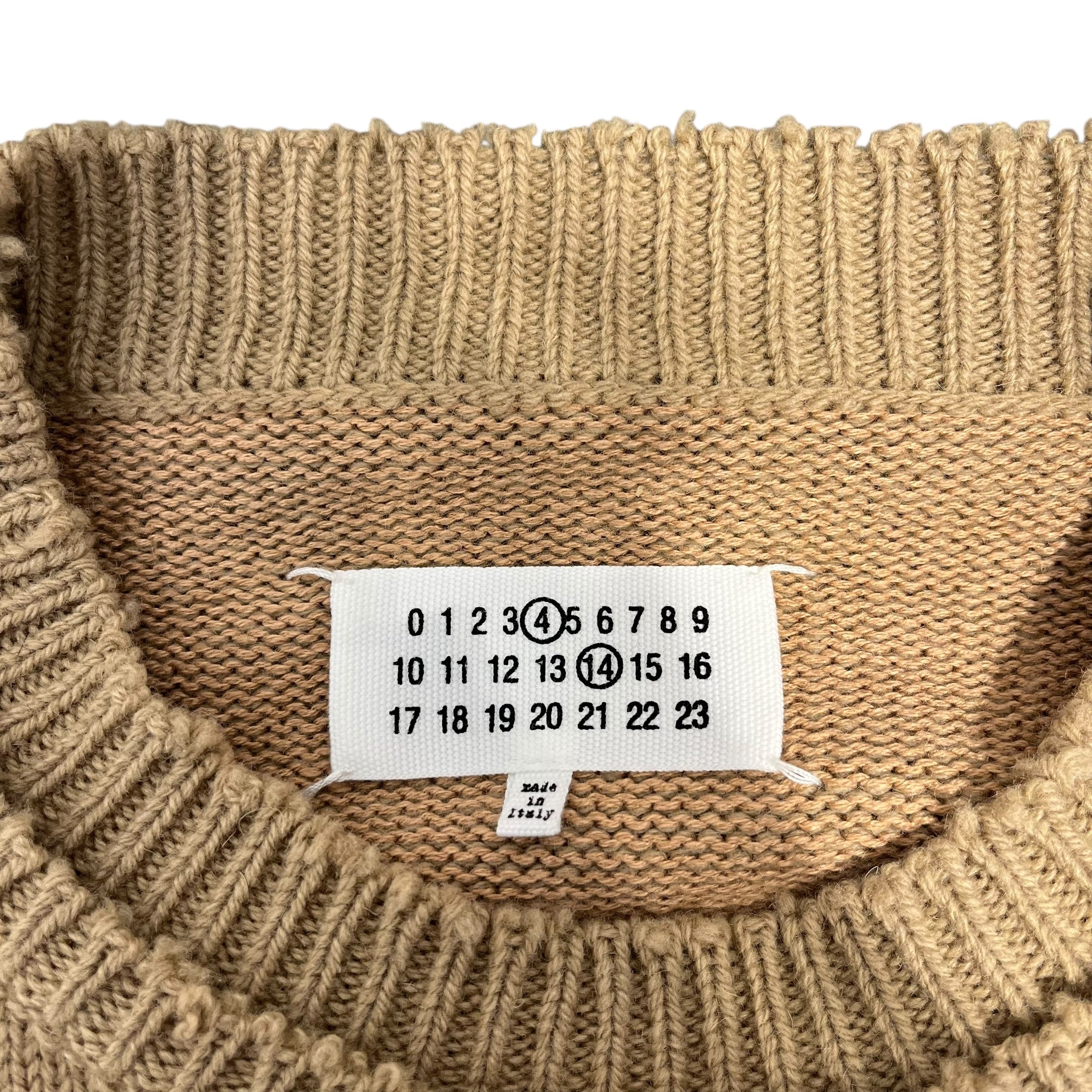 Maison Margiela/Sweater/XL/Wool/KHK/DOUBLE HEM &COLLAR-ELBOW PATCH view 3