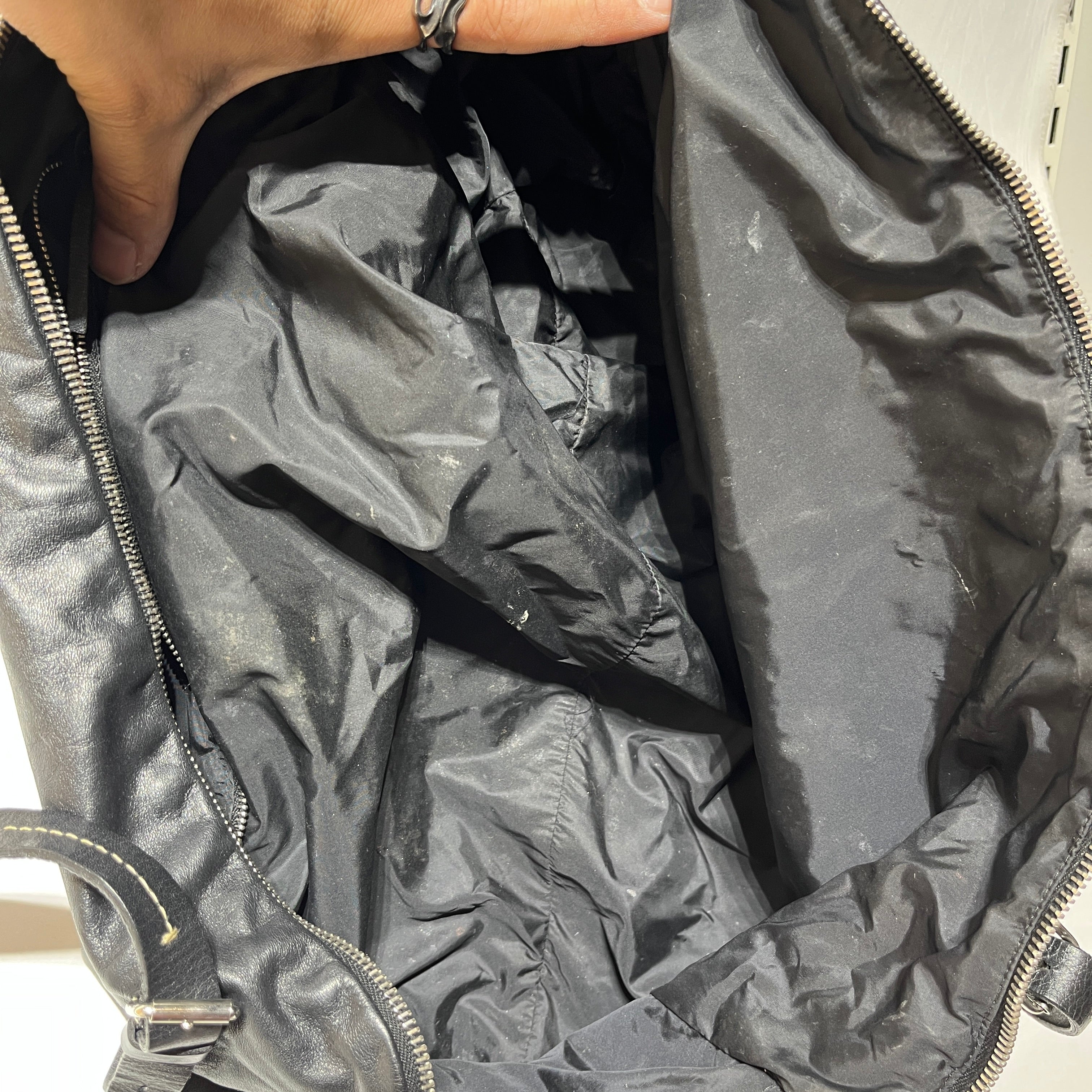 MIU MIU/Hand Bag/Leather/BLK/Contrast Stitch Leather Tote view 5