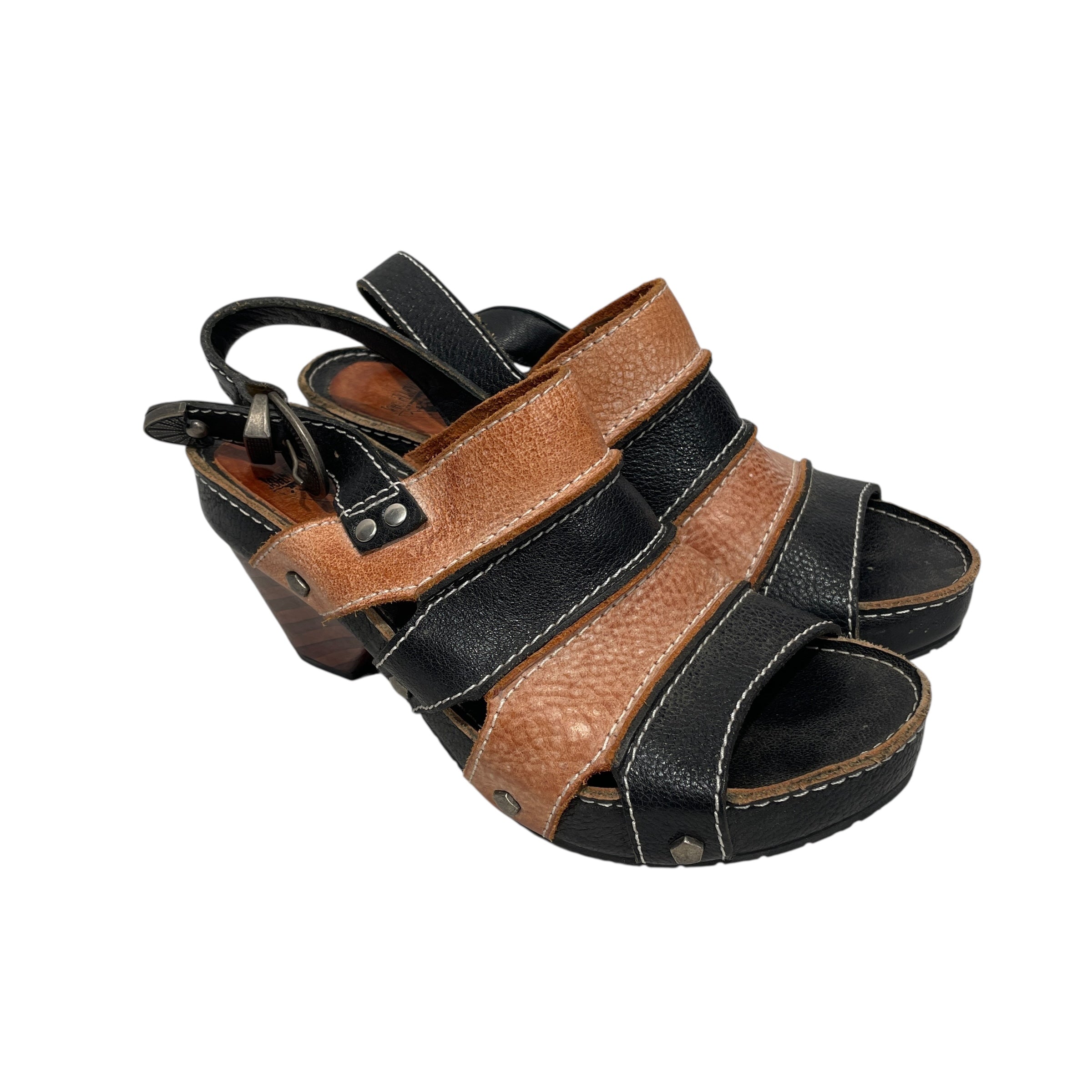 JOHN FLUEVOG/Sandals/US 7.5/Leather/BLK/Ankle Strap/LOW SOPHIE SLINGBACK view 1