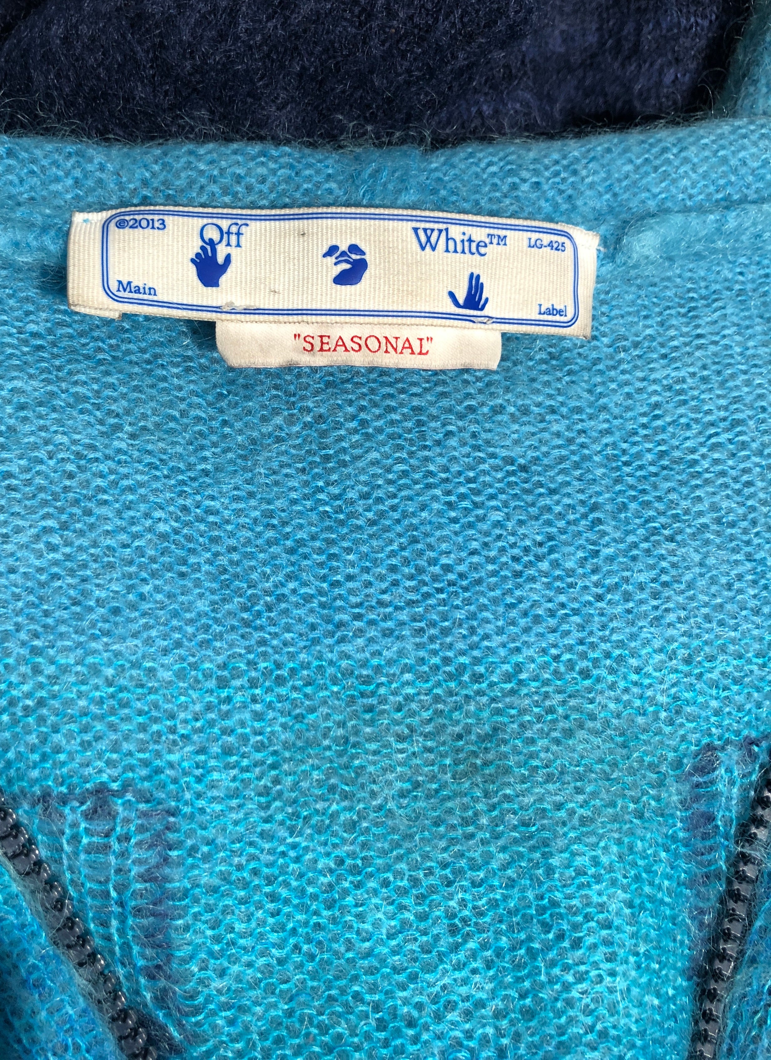 OFF-WHITE/Zip Up Hoodie/XL/Graphic/BLU/MOHAIR WOOL BLEND view 4
