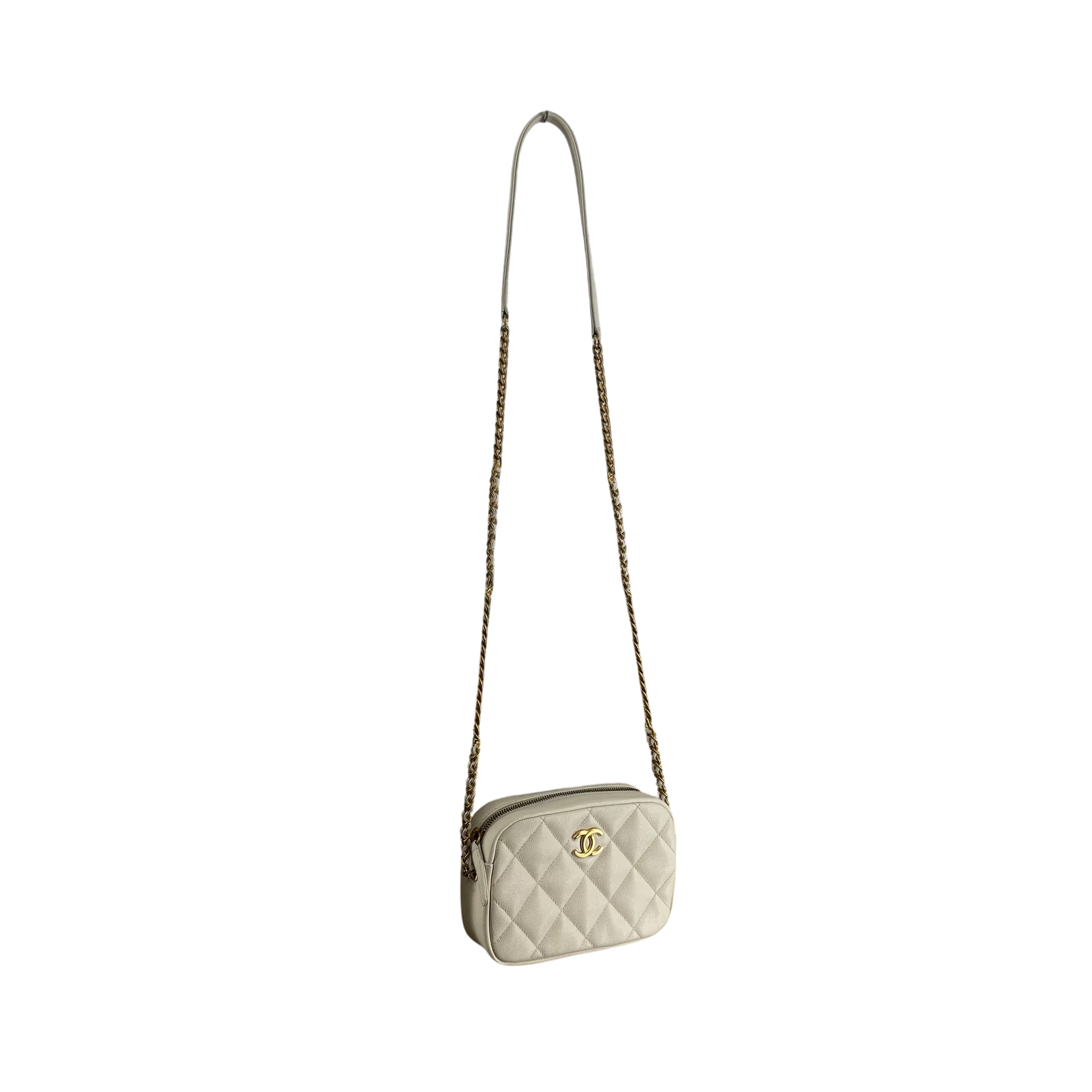 CHANEL/Cross Body Bag/Leather/WHT/KJHGTA91/GLD STRAP view 3