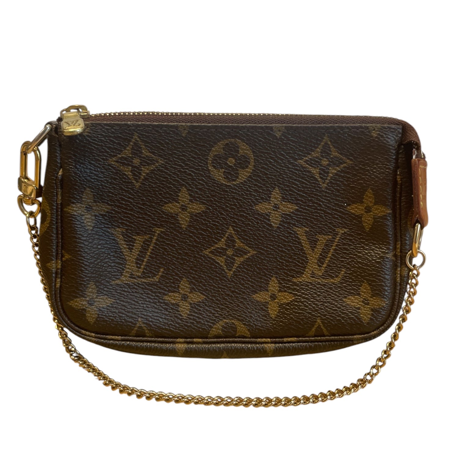 LOUIS VUITTON/Wallet/Monogram/Leather/BRW/L's/POUCH, W GLD CHAIN view 1