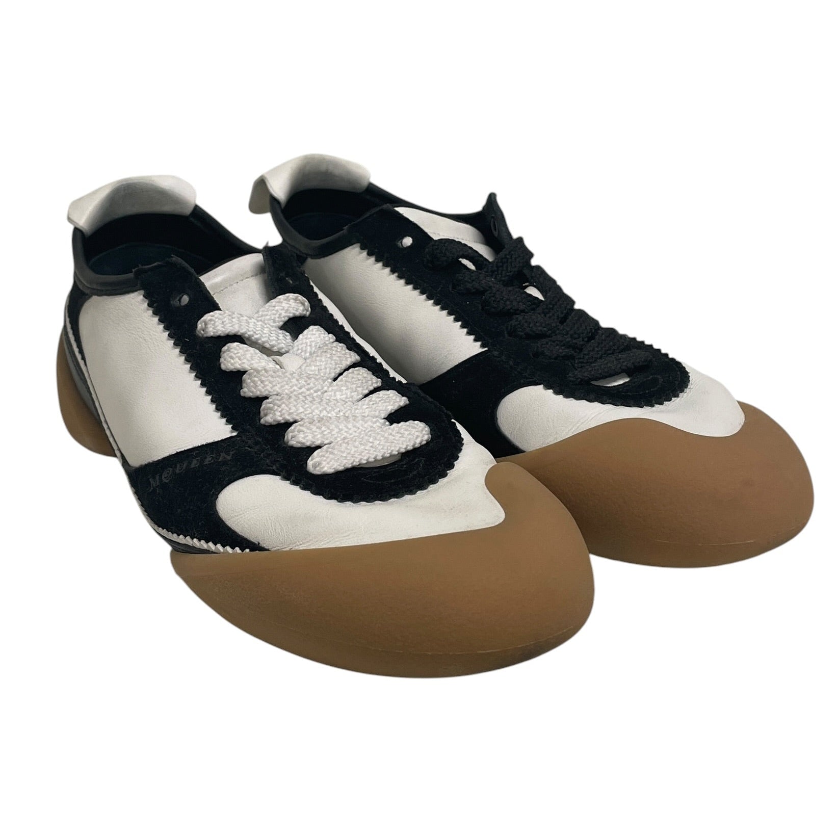 McQ Alexander McQueen/Low-Sneakers/US 10/Leather/WHT/WHT&BLK W BRWN BOTTOM view 1