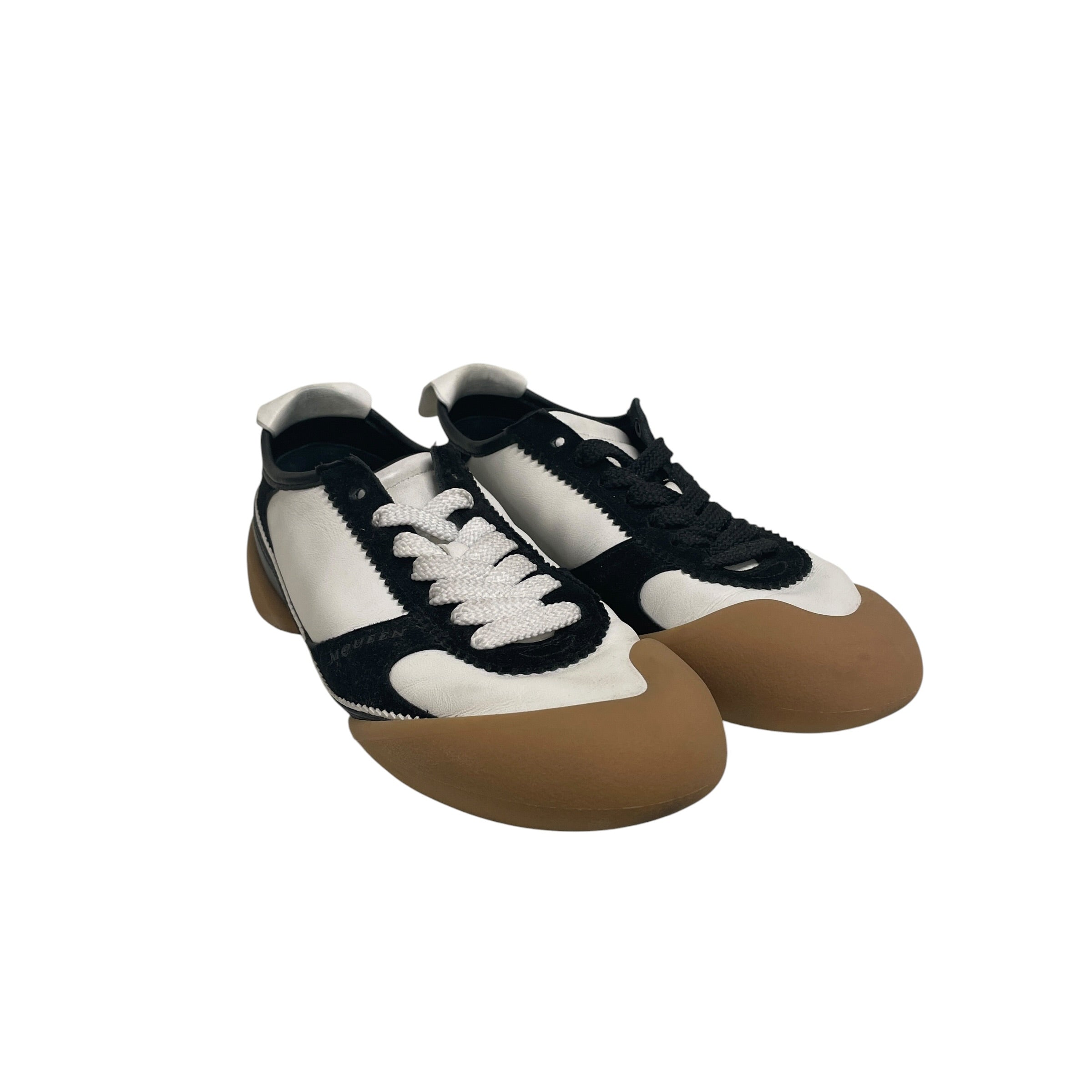 McQ Alexander McQueen/Low-Sneakers/US 10/Leather/WHT/WHT&BLK W BRWN BOTTOM view 1