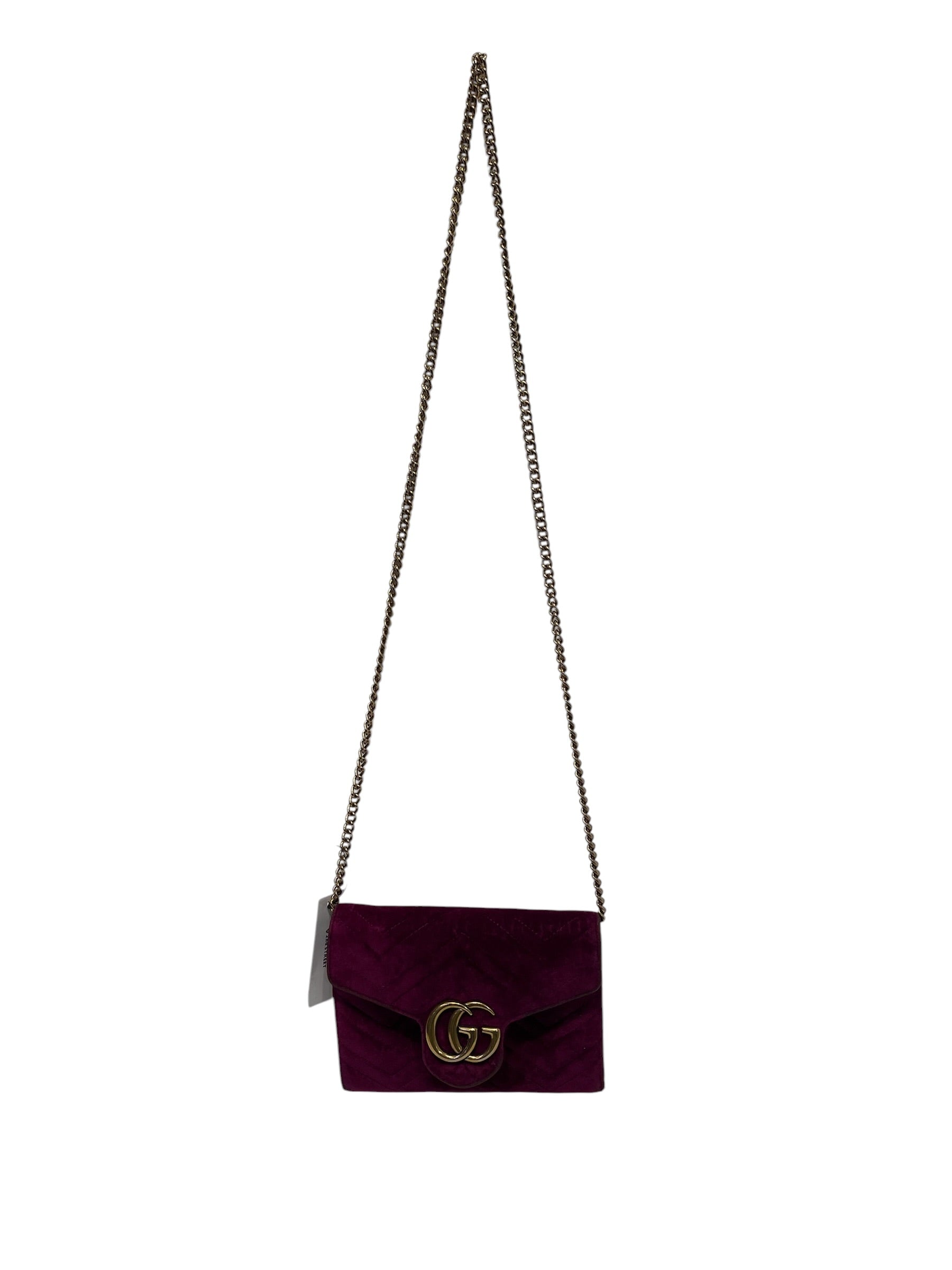 GUCCI/Cross Body Bag/Suede/PPL/Marmont Chain view 1