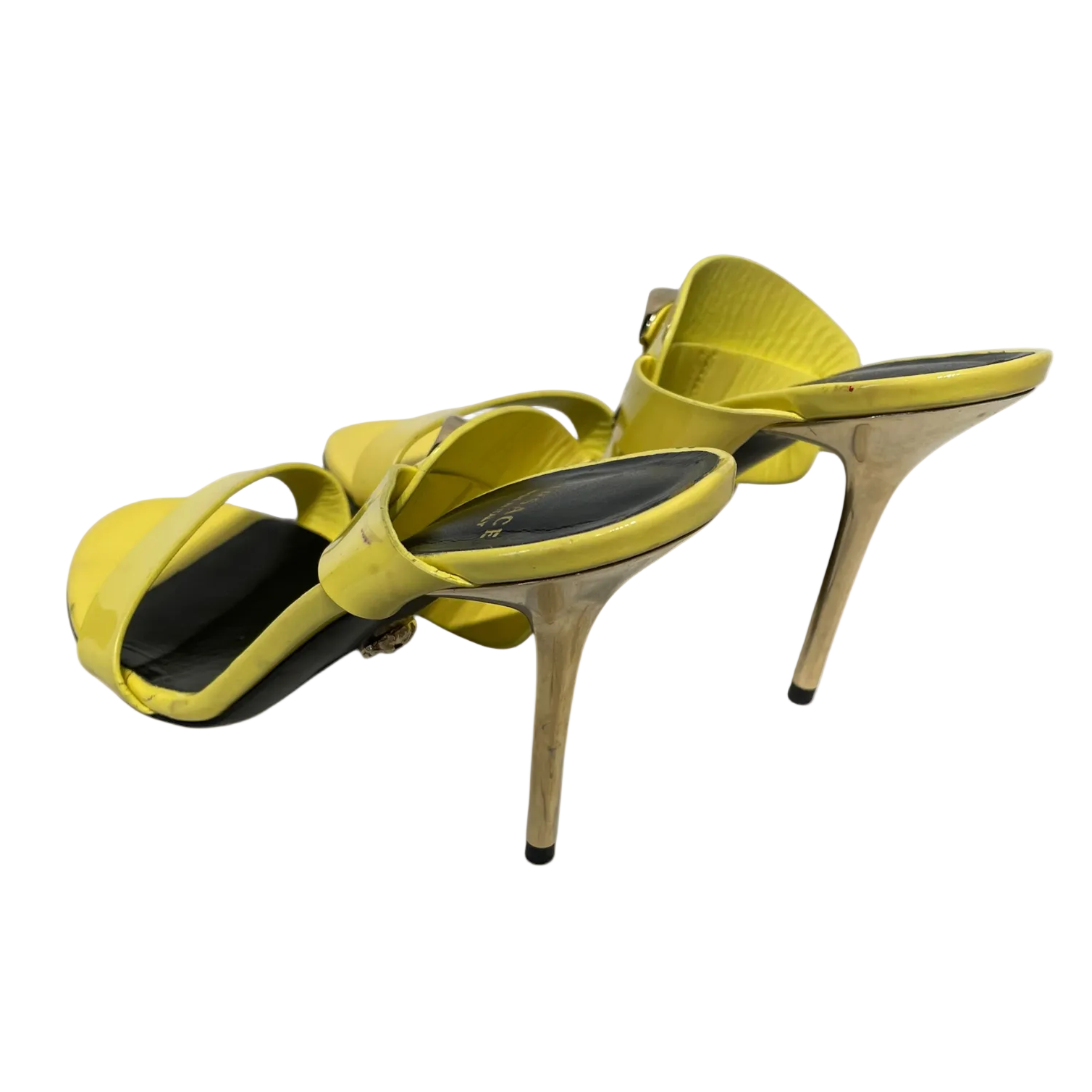 VERSACE/Heels/EU 36.5/Leather/YEL/LARGE SNAKE HEAD STAP DETAIL view 2