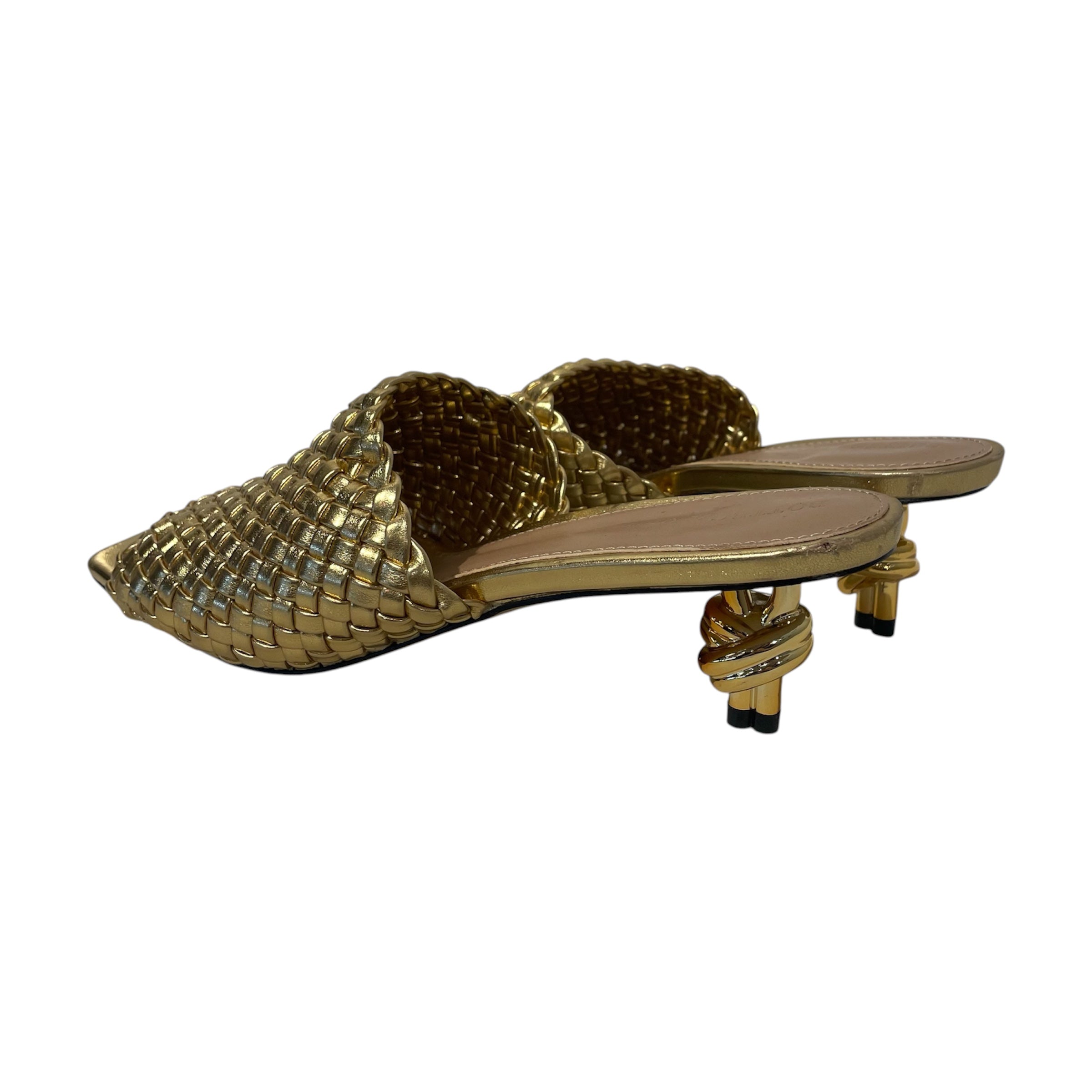BOTTEGA VENETA/Heels/EU 38/Nylon/GLD/BOTTEGA GOLD KNOT HEEL view 2
