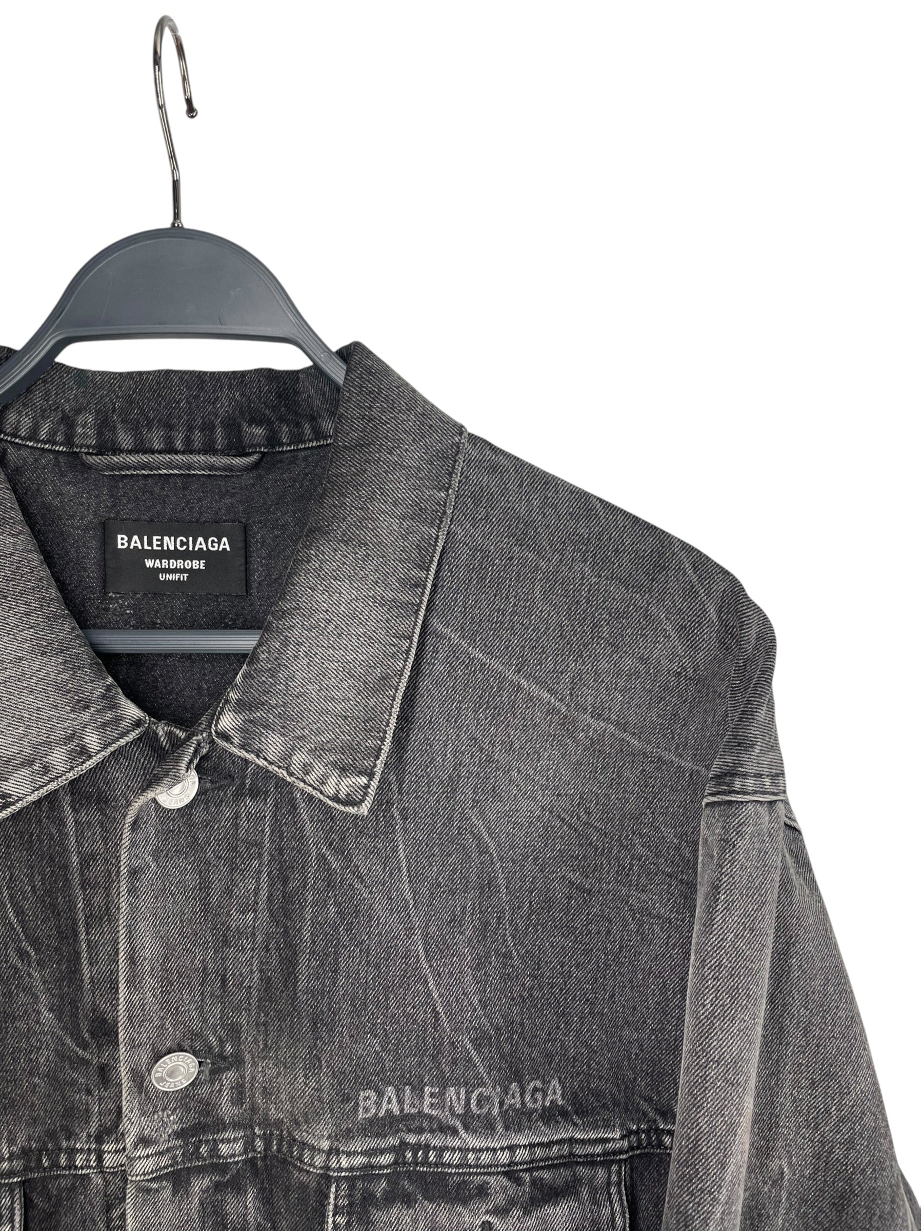 BALENCIAGA/Denim Jkt/S/Denim/GRY/Graphic/MELTING SMILEY FACE SS21 view 3