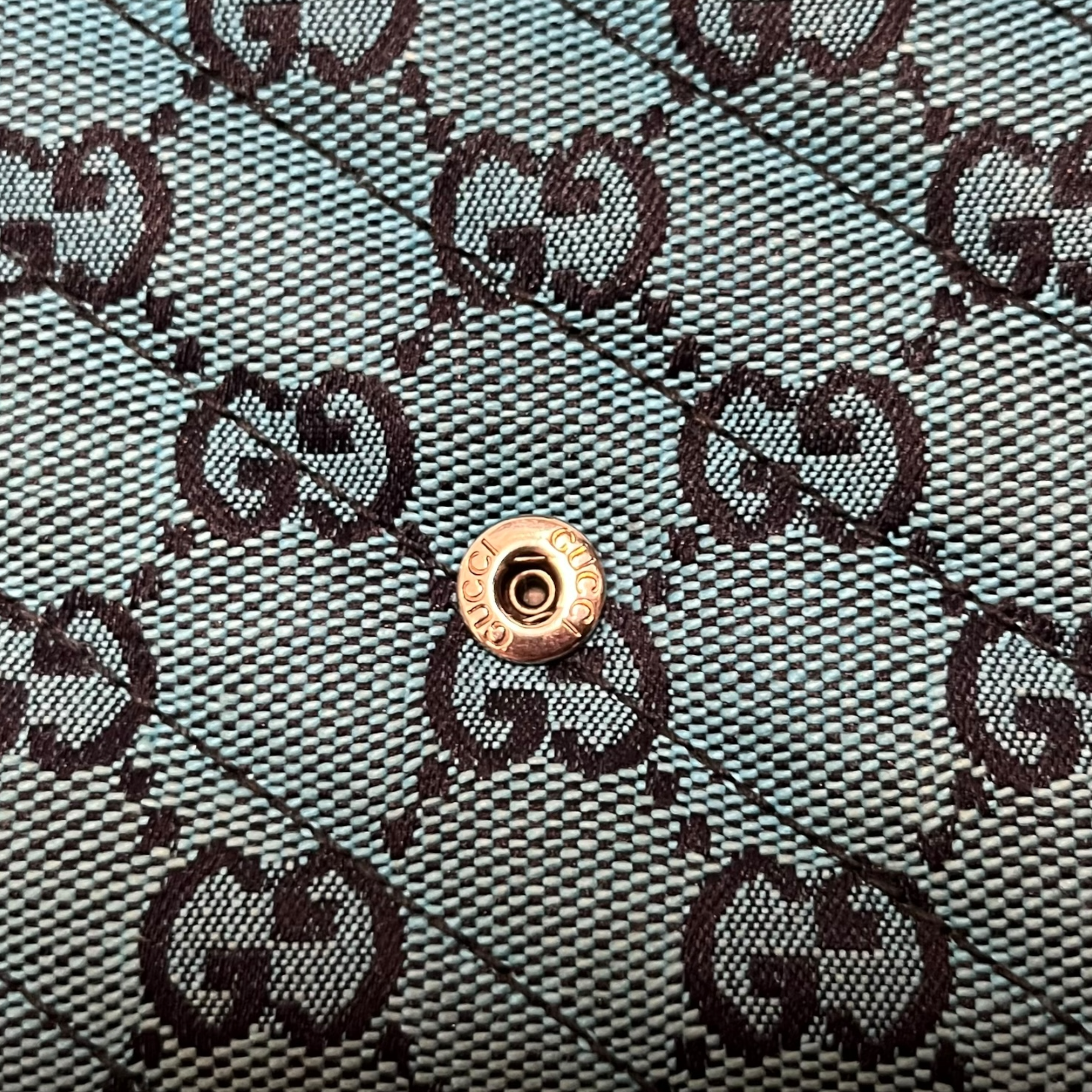 GUCCI/Cross Body Bag/Monogram/Cotton/BLU/gg marmont denim chain view 5