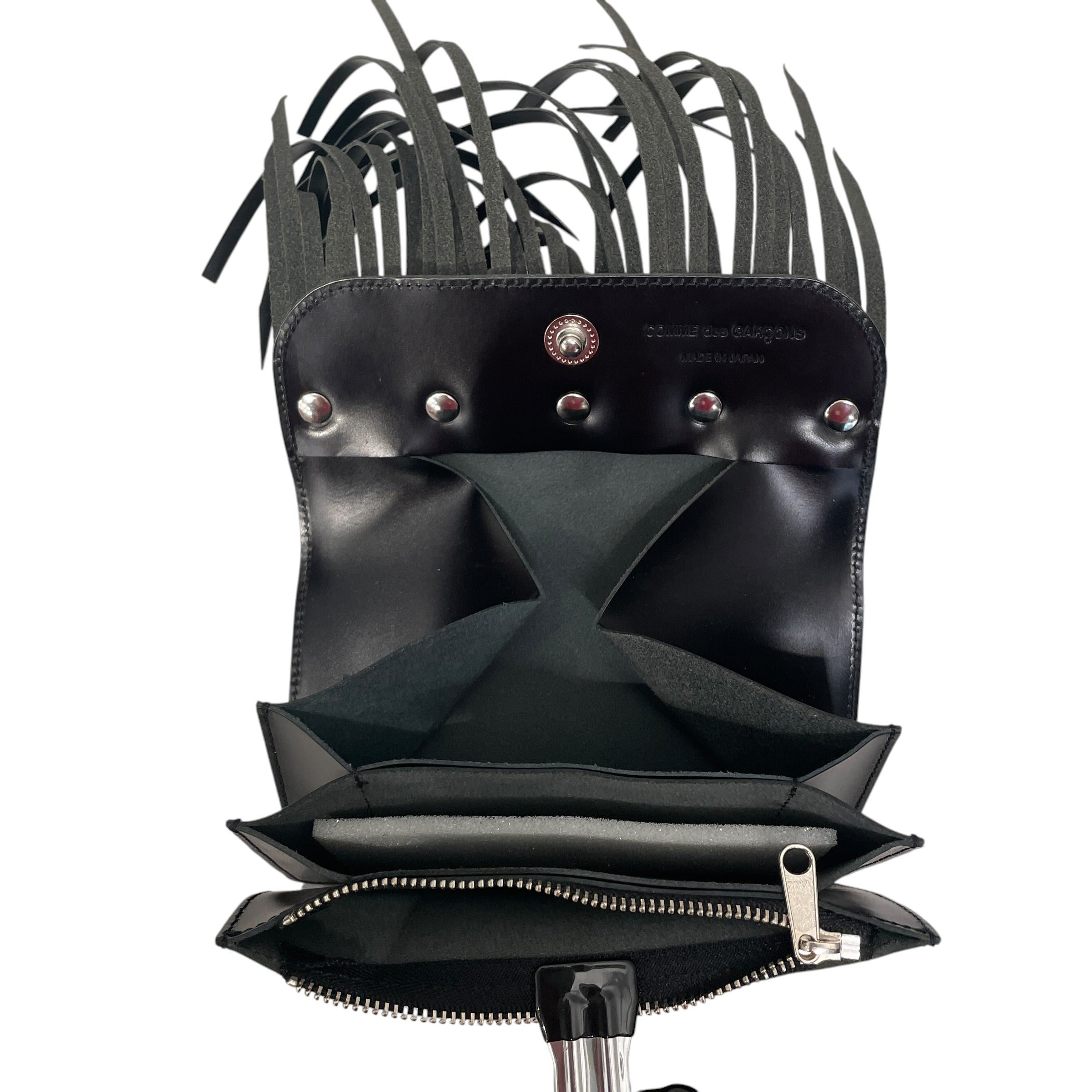 COMME des GARCONS/Wallet/Leather/BLK/FRINGE W SIL BUTTONS ON FRNT view 4