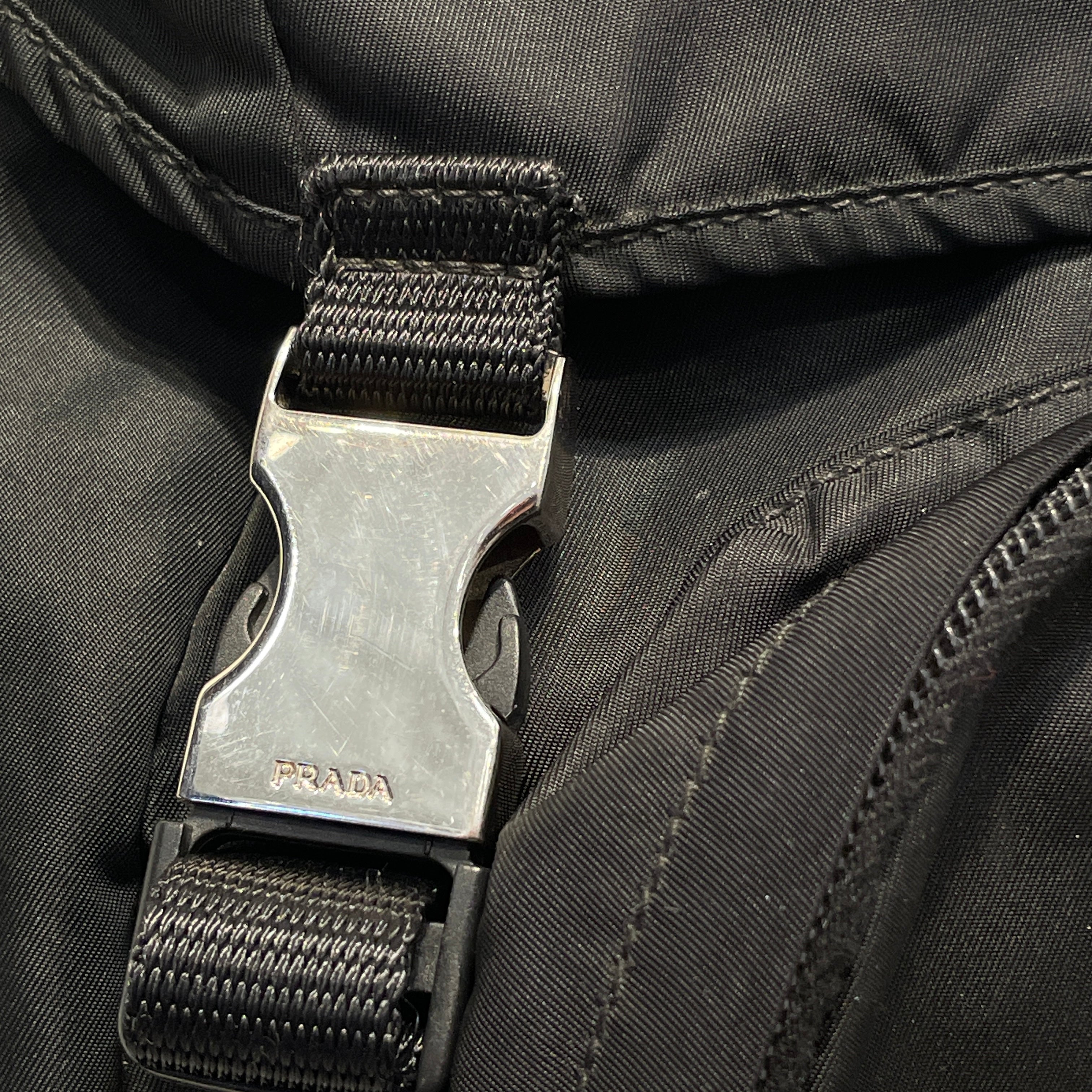 PRADA/Backpack/Nylon/BLK/Enameled Metal Tri view 7