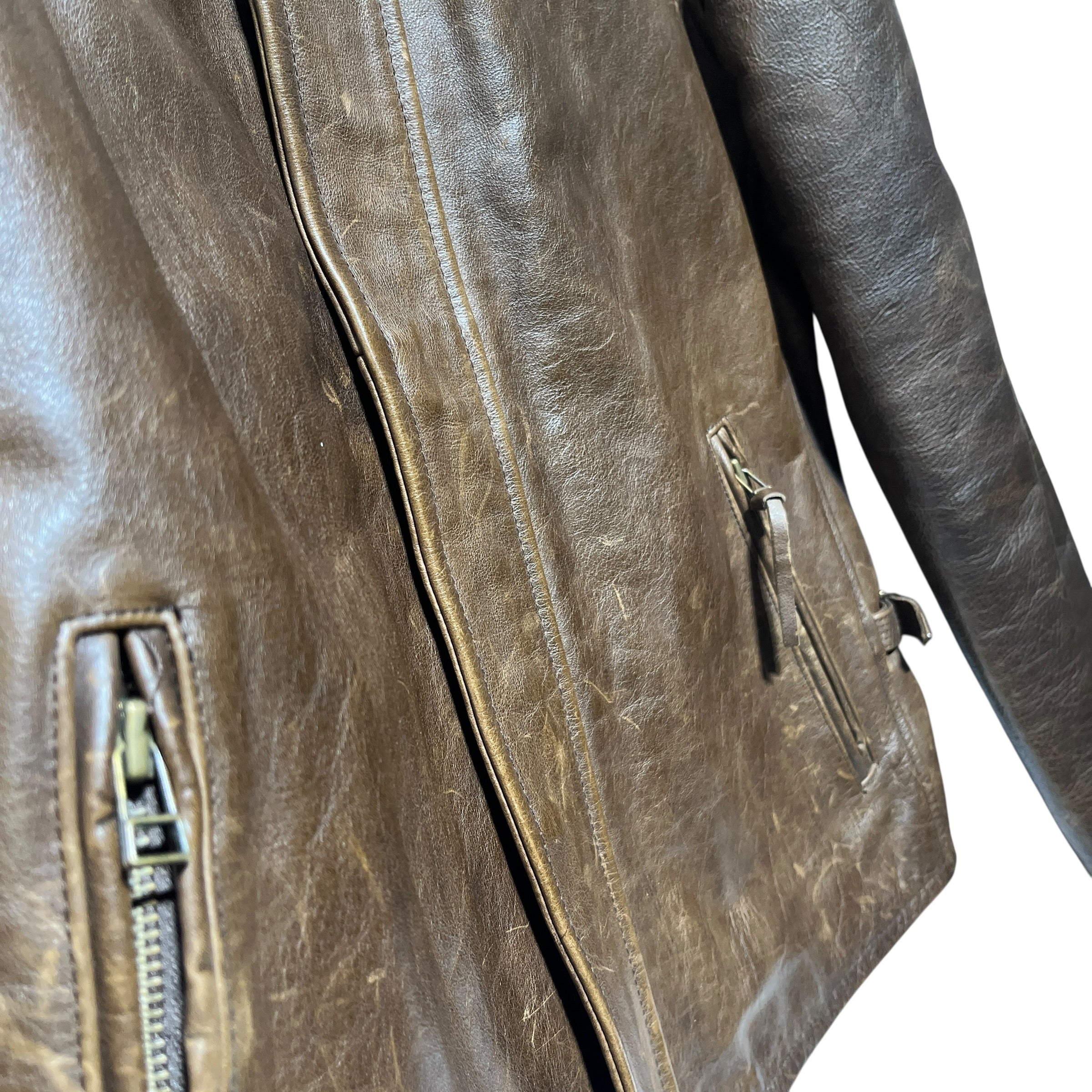 J.CREW/Leather Jkt/M/Leather/BRW/90s cafe racer view 6