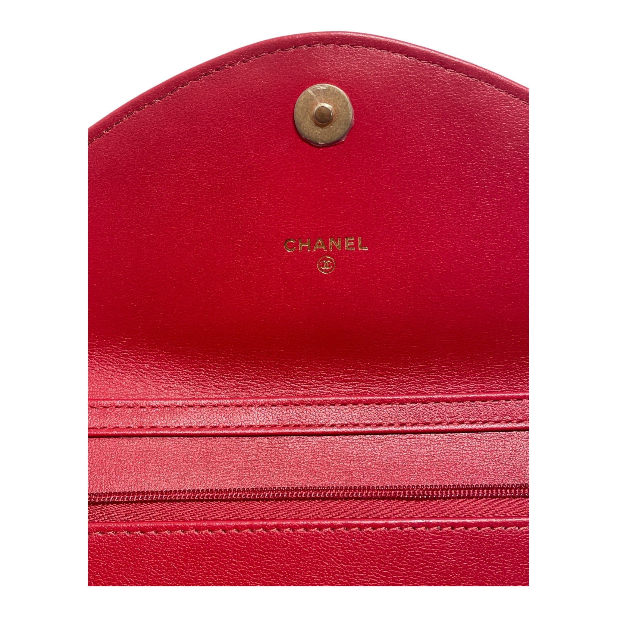 CHANEL/Cross Body Bag/Leather/RED/HEART CHAIN/GLD/PATENT view 3