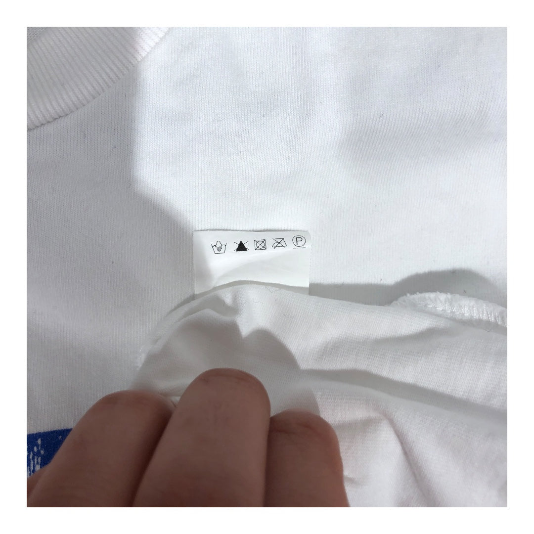 HELLSTAR/T-Shirt/L/Cotton/WHT/Graphic/BEAT US! in blue view 4