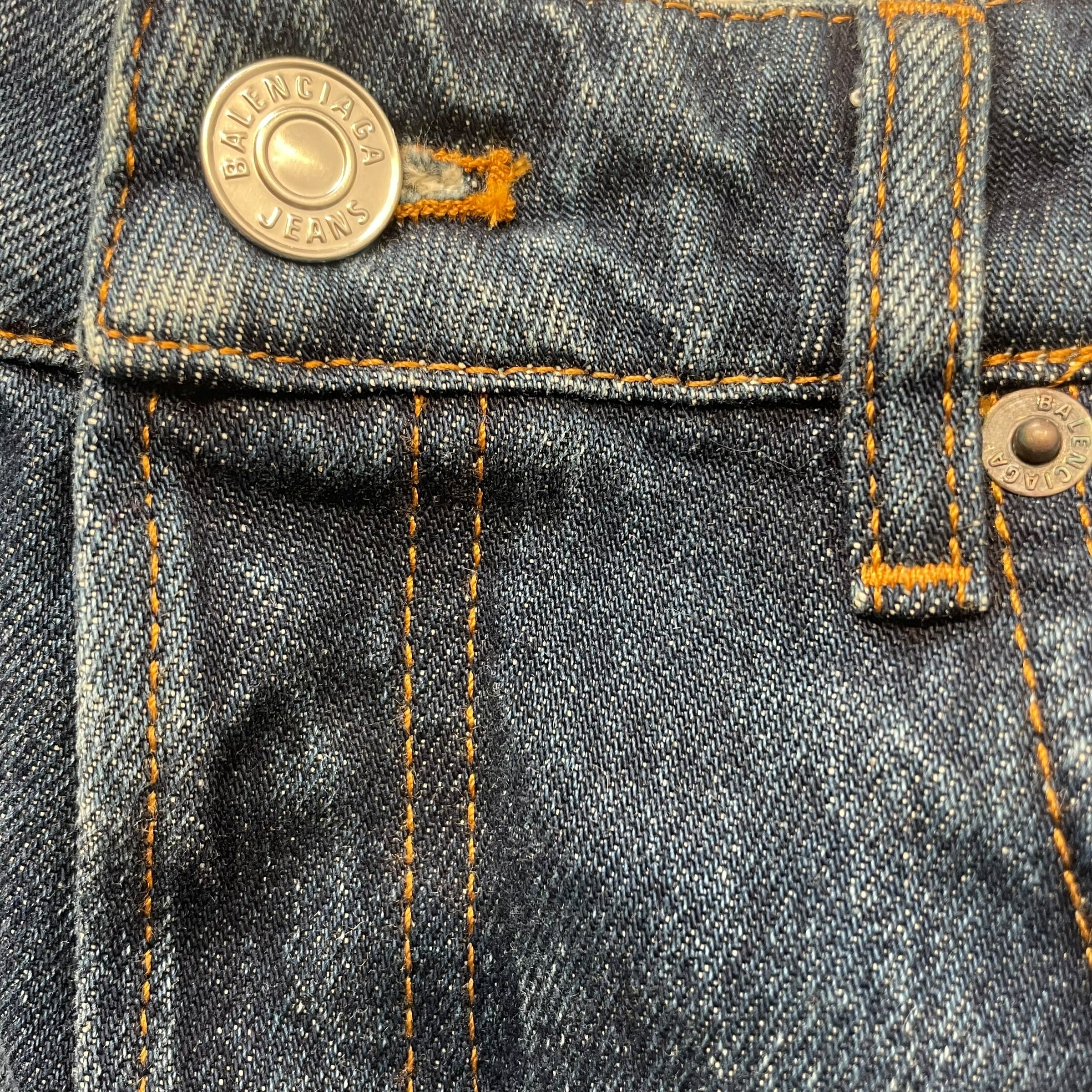 BALENCIAGA/Skirt/38/Denim/BLU/button fly square back pocket view 3
