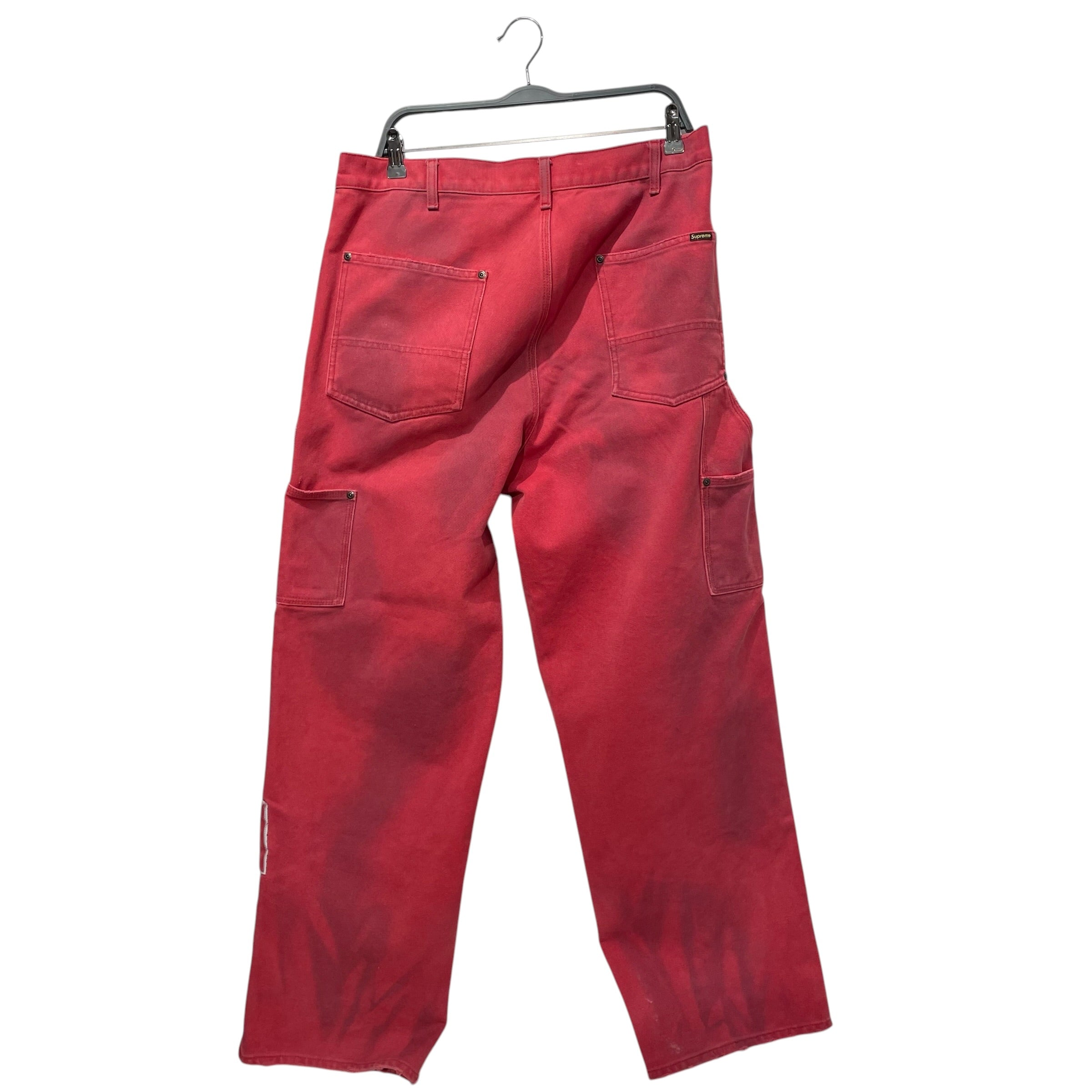 Supreme/Cargo Pants/34/Cotton/RED/workpants logodownleg dye job view 2