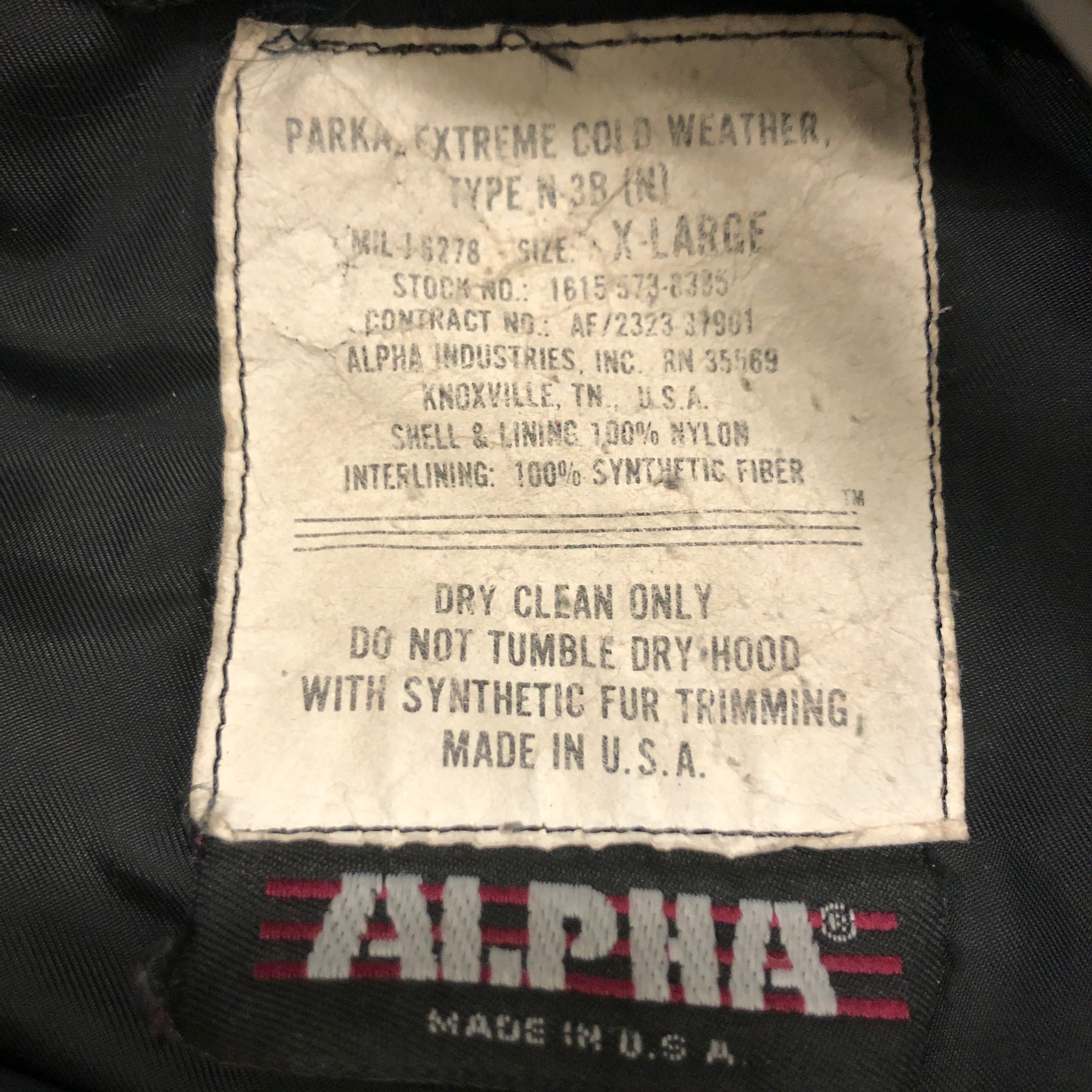 ALPHA INDUSTRIES/Vintage/Mod Parka/XL/Polyester/BLK/Vintage Alpha Industries view 3