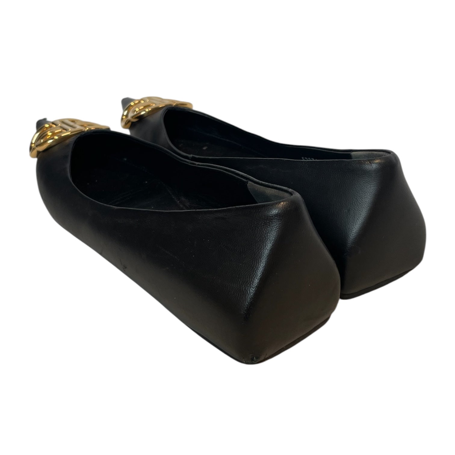 BALENCIAGA/Flat Shoes/EU 36.5/Leather/BLK/POINTED TOE/LOGO FLATS view 2
