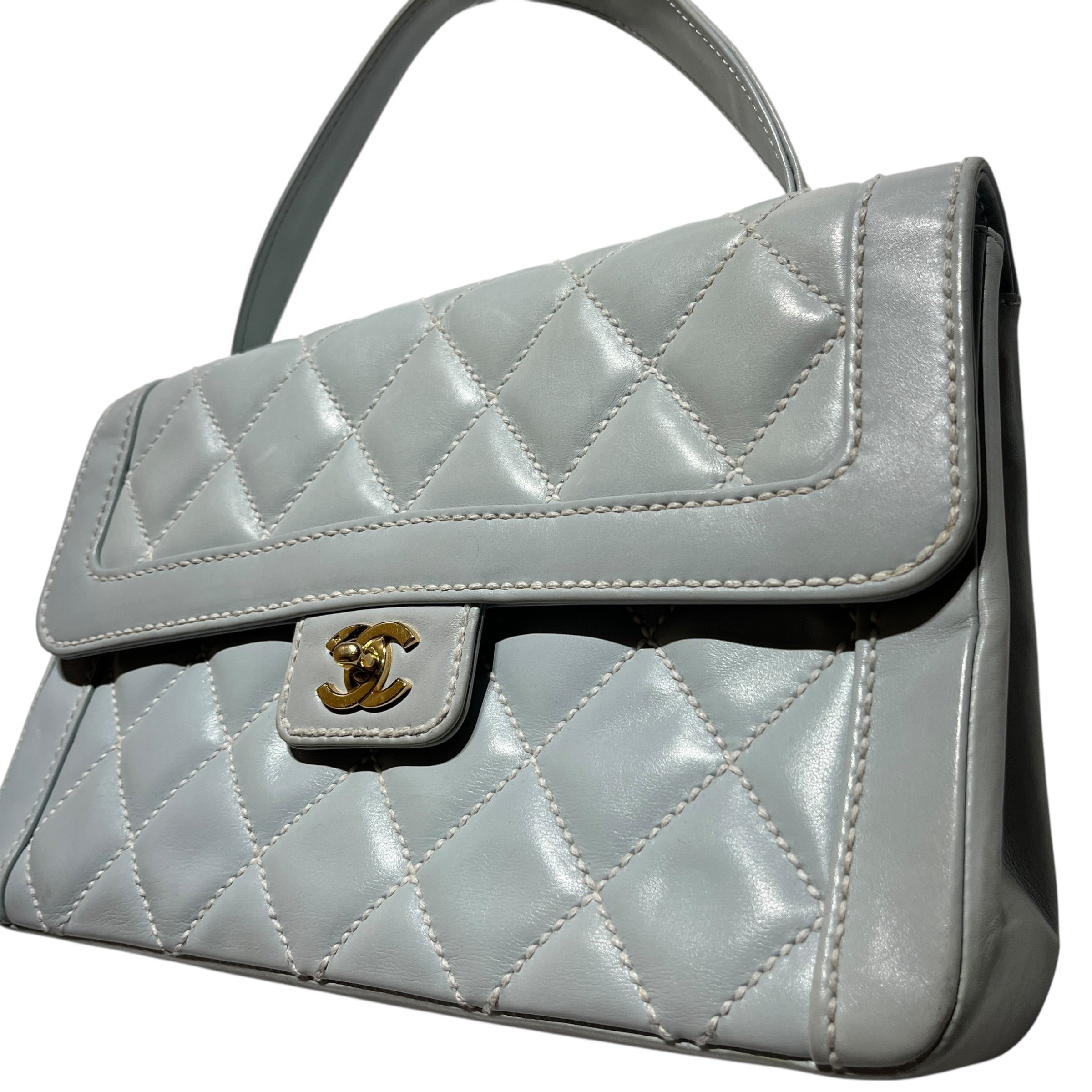 CHANEL/Hand Bag/Leather/BLU/LEATHER FLAP BAG W/GOLD view 2