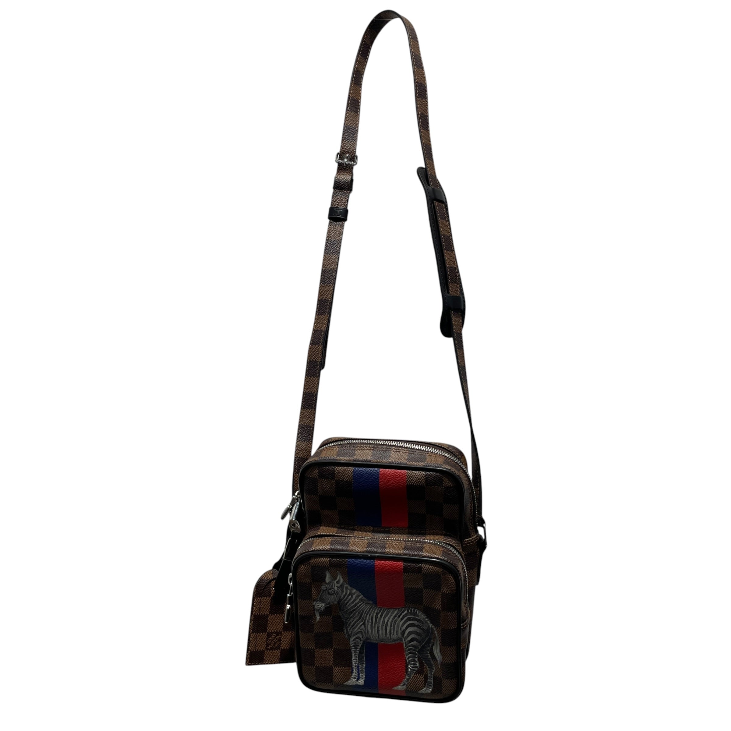 LOUIS VUITTON/Cross Body Bag/Graphic/Leather/BRW/blue red stripes & zebra view 1