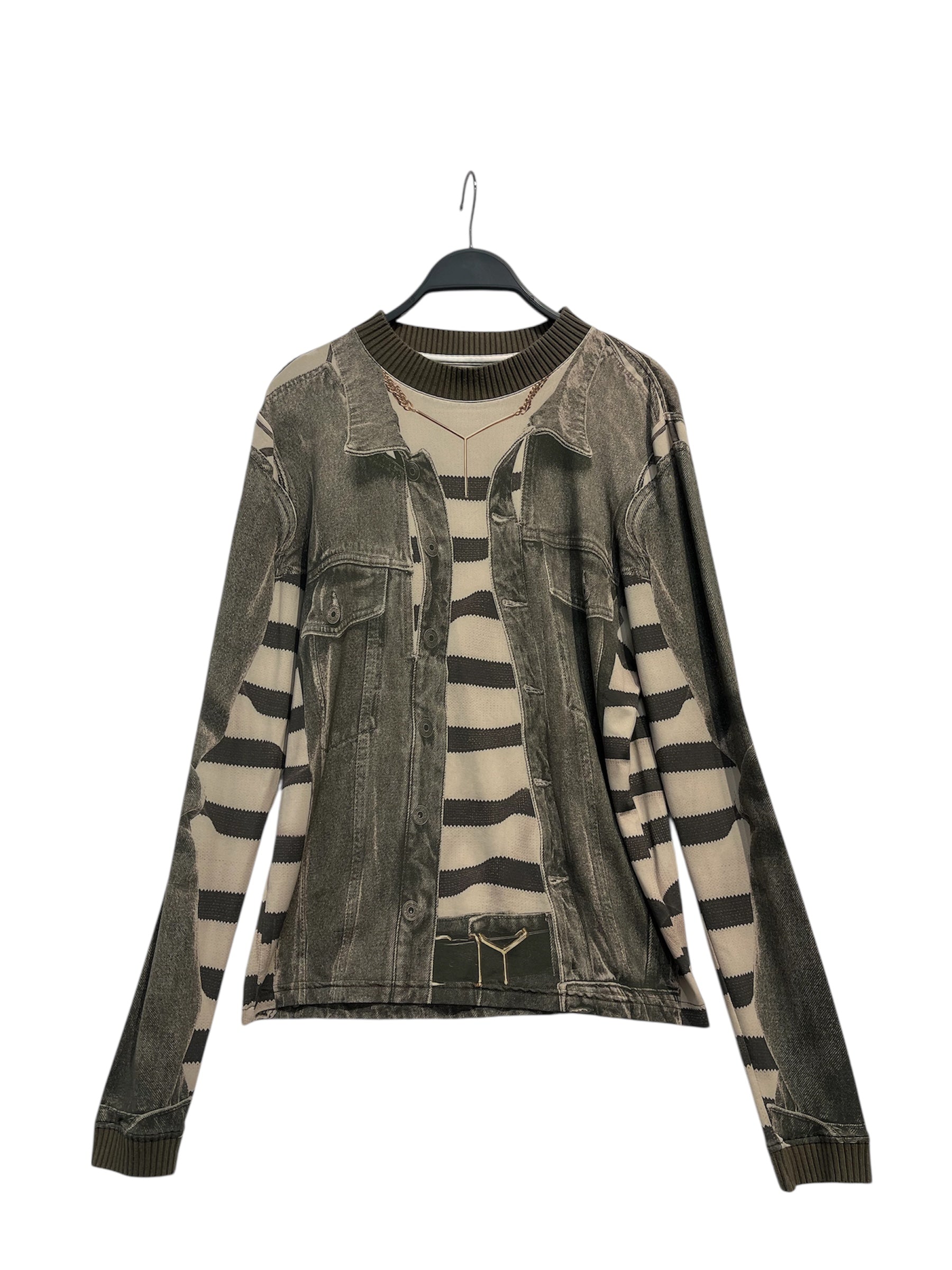 Jean Paul Gaultier/Y/PROJECT/LS T-Shirt/L/Cotton/GRN/All Over Print/MESH DENIM PRINIT view 1