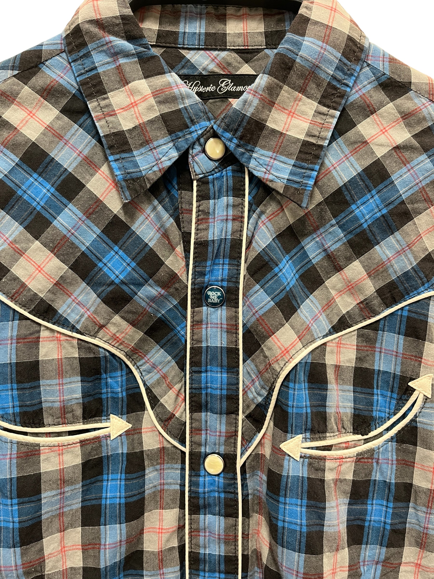 HYSTERIC GLAMOUR/LS Shirt/FREE/Cotton/BLU/Western/Plaid/PEARL/GRAPHIC SNAP 0113AH01 view 3