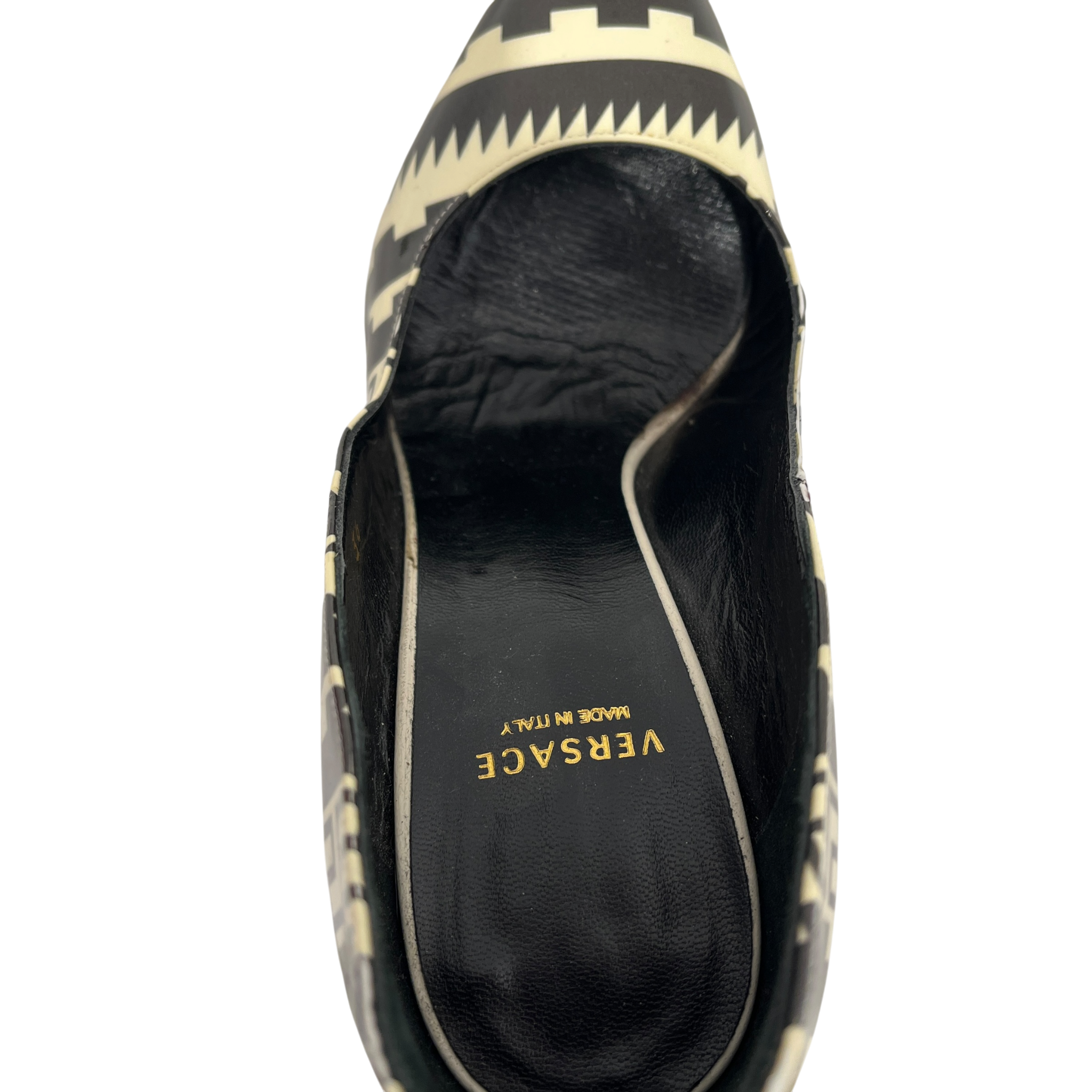 VERSACE/Heels/EU 36/All Over Print/Leather/BLK/V-Tip/Geometric Pattern Pointed Toe view 3