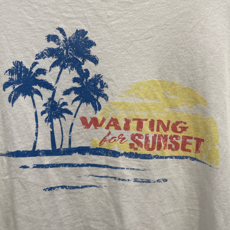 SAINT LAURENT/T-Shirt/L/Cotton/WHT/Graphic/waiting for sunset
