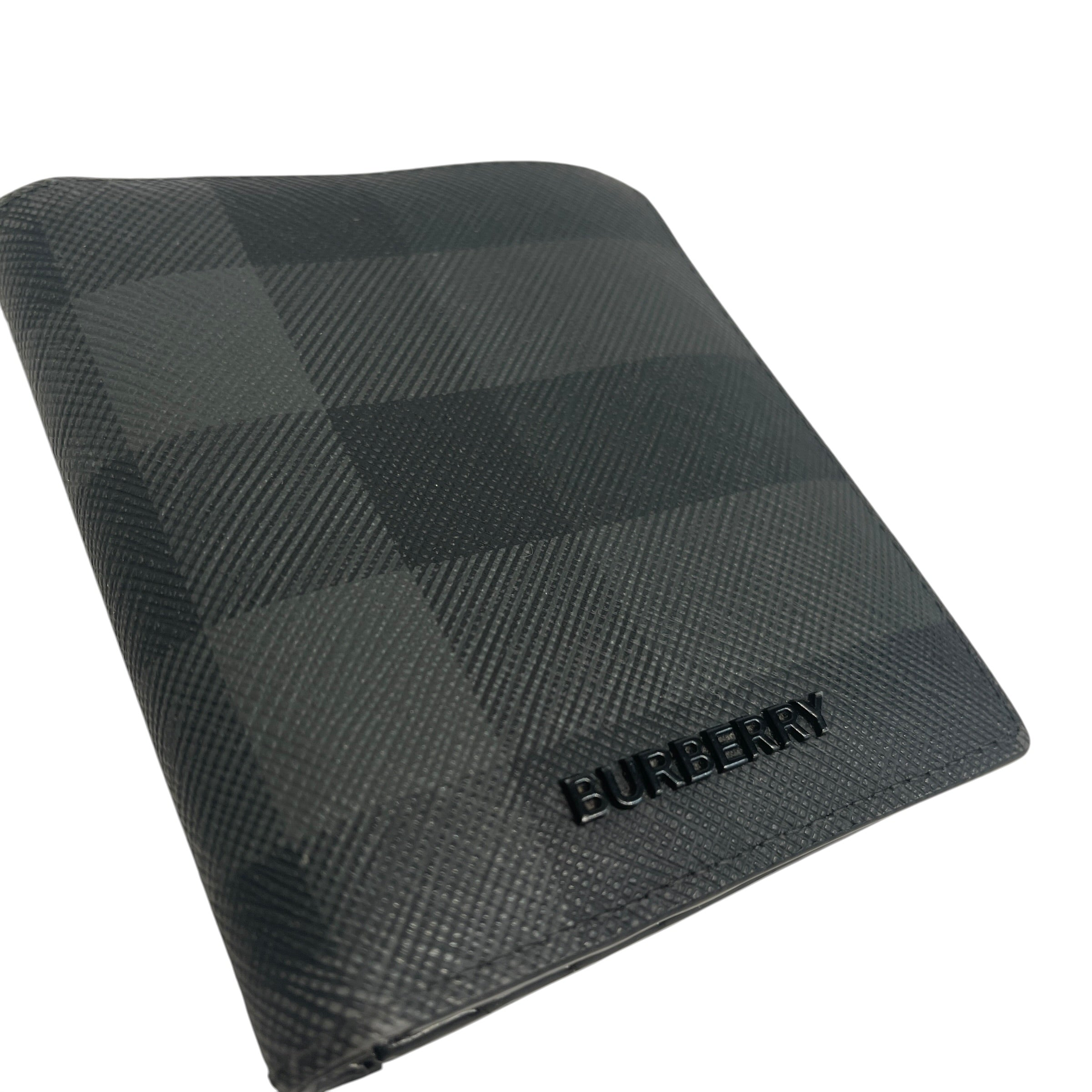 BURBERRY LONDON/Bifold Wallet/Plaid/Leather/BLK/M's/Metal Plate Logo view 6